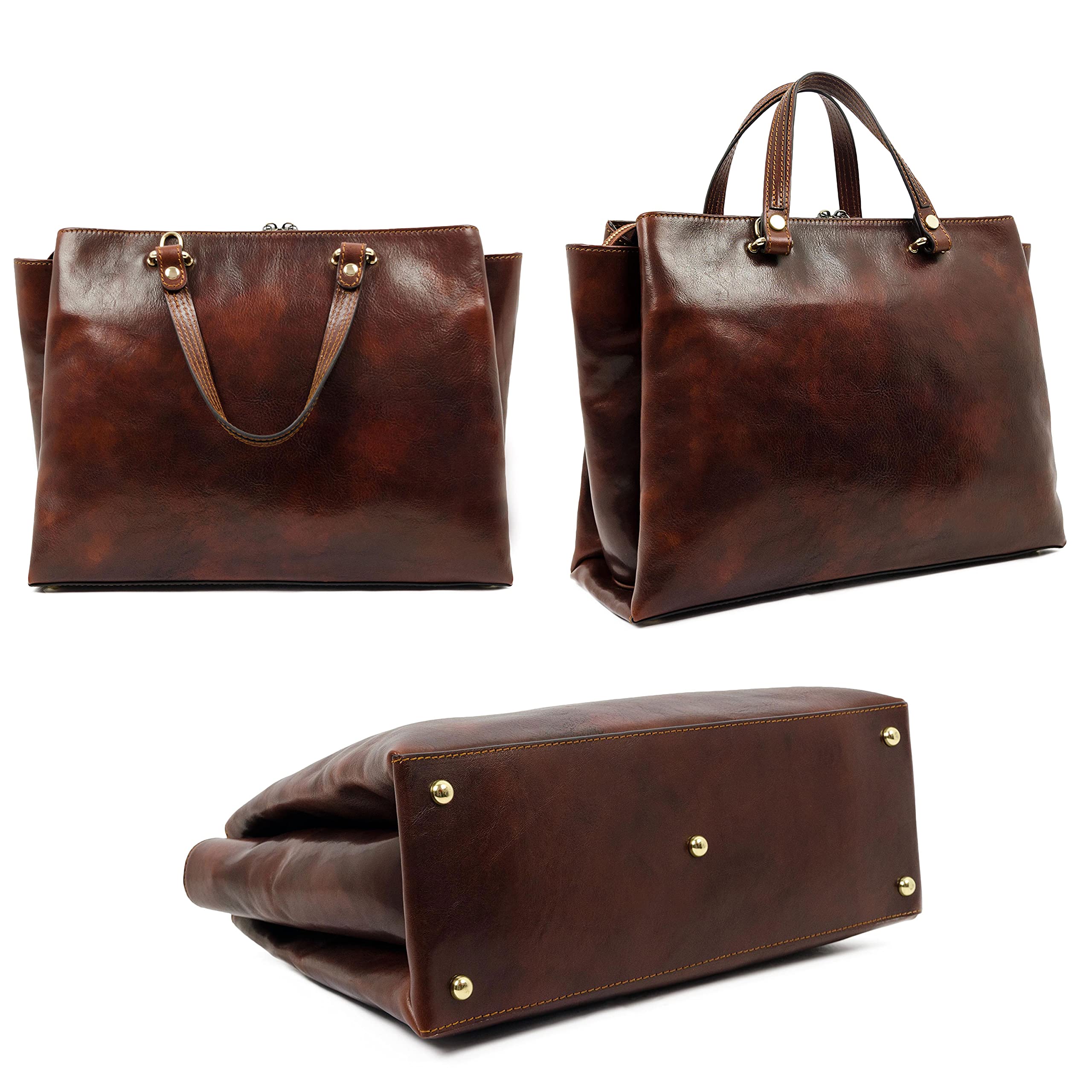 Premium Italian Handmade Leather Handbag for Women - Timeless Cowhide Top Handle Purse - Elegant Ladies Shopper Bag for Work, Travel & Everyday Use