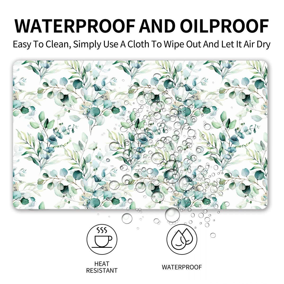 XXL Extended Gaming Mouse Pad with Non-Slip Rubber Base - Waterproof Large Keyboard Mat for Work, Office & Home - Eucalyptus Leaf Floral Design Desk Decor | Perfect for PC Gaming, Writing & Workspace Organization
