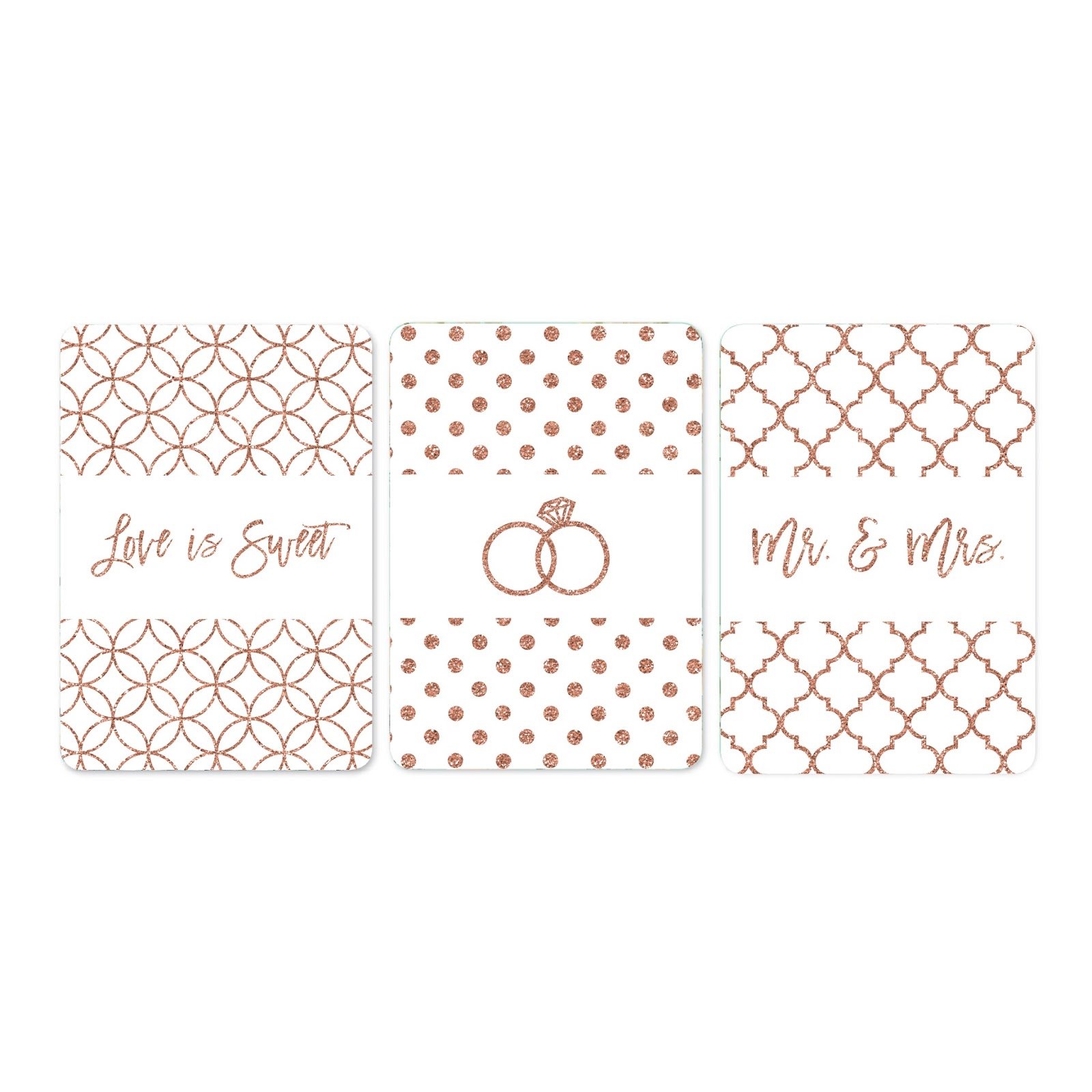 Andaz Press Rose Gold Faux Glitter Wedding Party Favor Labels - 36-Pack Champagne Chocolate Miniature Wrappers for Bridal Shower, Baby Shower & Birthday Party Decorations