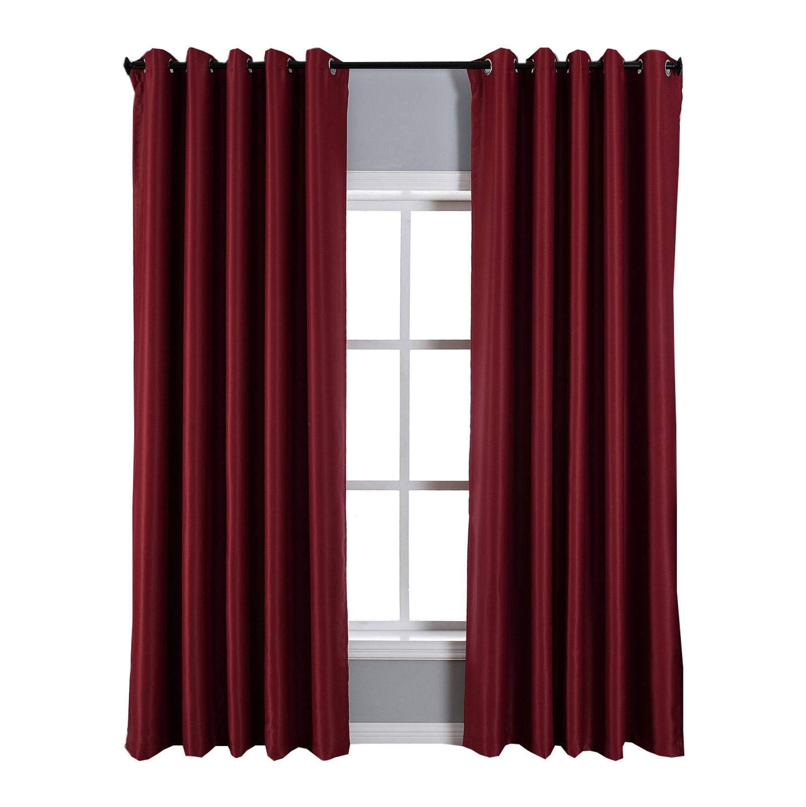100% Blackout Thermal Insulated Curtains with Grommets - Set of 2 Panels (72x84 Inches, Red) for Bedroom & Living Room - Energy Saving, Room Darkening Drapes - Perfect for Shift Workers, Home Theaters, and Light-Sensitive Sleepers