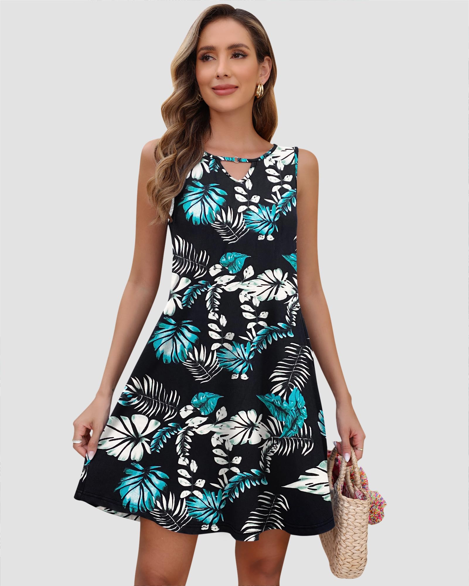 Women's Casual Sleeveless Sundress - Flowy Summer Dress with Pockets, Beach Cover Up, Party & Vacation Outfit