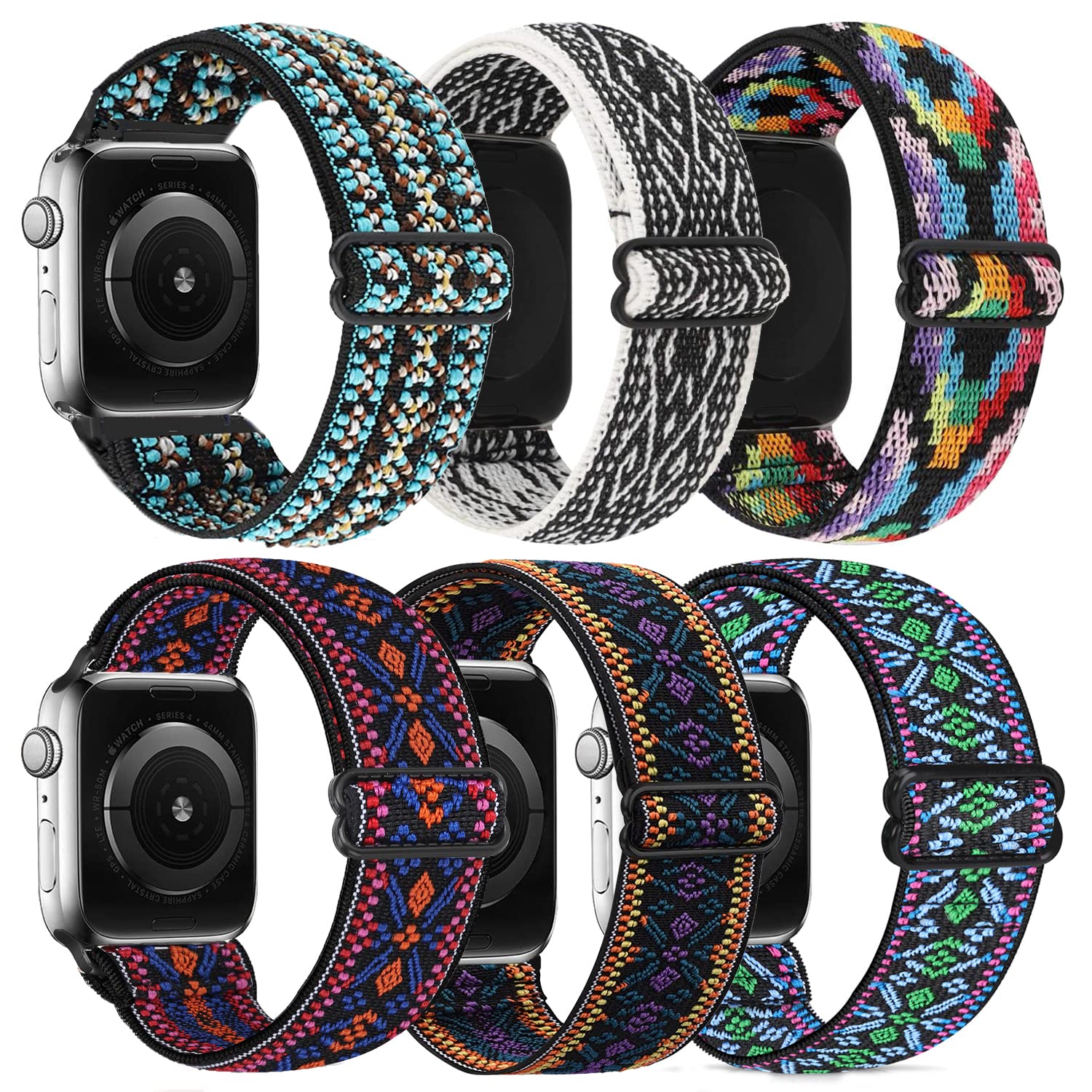 Adjustable Elastic Band for Apple Watch 38mm 40mm 41mm 42mm 44mm 45mm - Sport Solo Loop Stretch Nylon Replacement Strap Compatible with iWatch Series 7/6/5/4/3/SE - Perfect for Workouts, Running & Everyday Wear