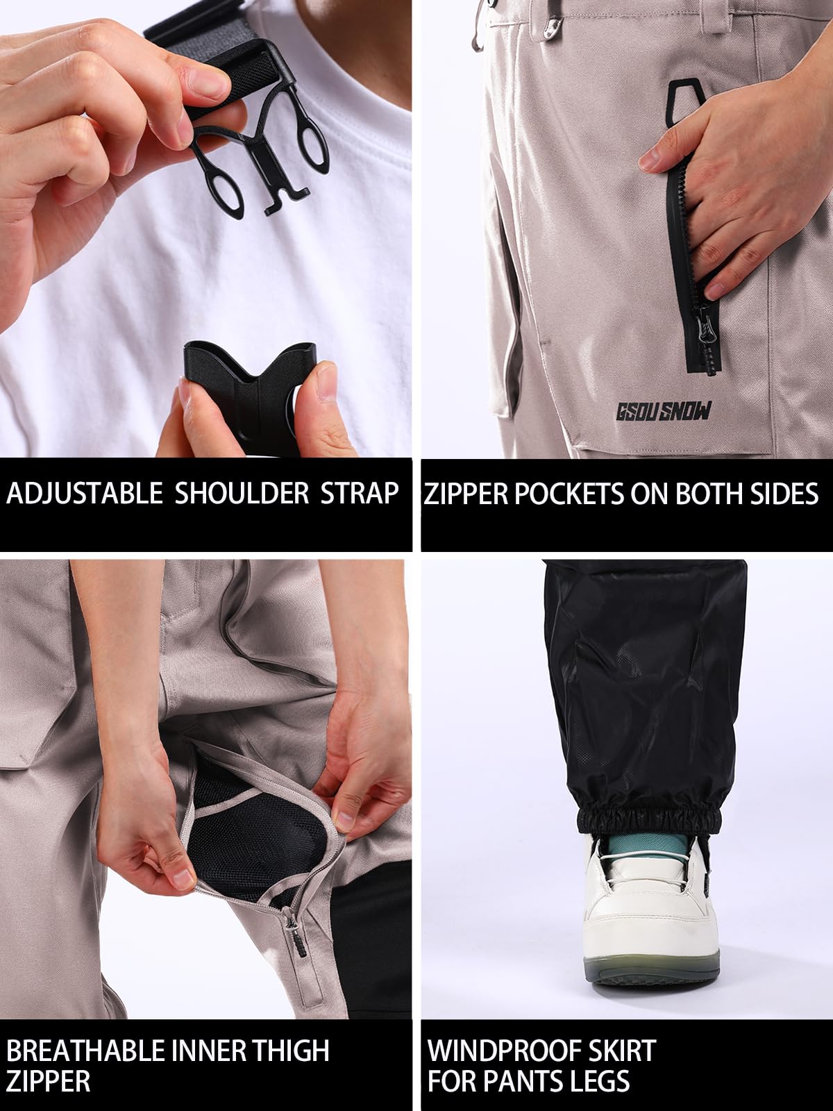 Men's & Women's Insulated Waterproof Snowboard Bibs - Breathable Ski Pants for Winter Sports & Outdoor Activities - Perfect for Snowboarding, Skiing, and Cold Weather Adventures