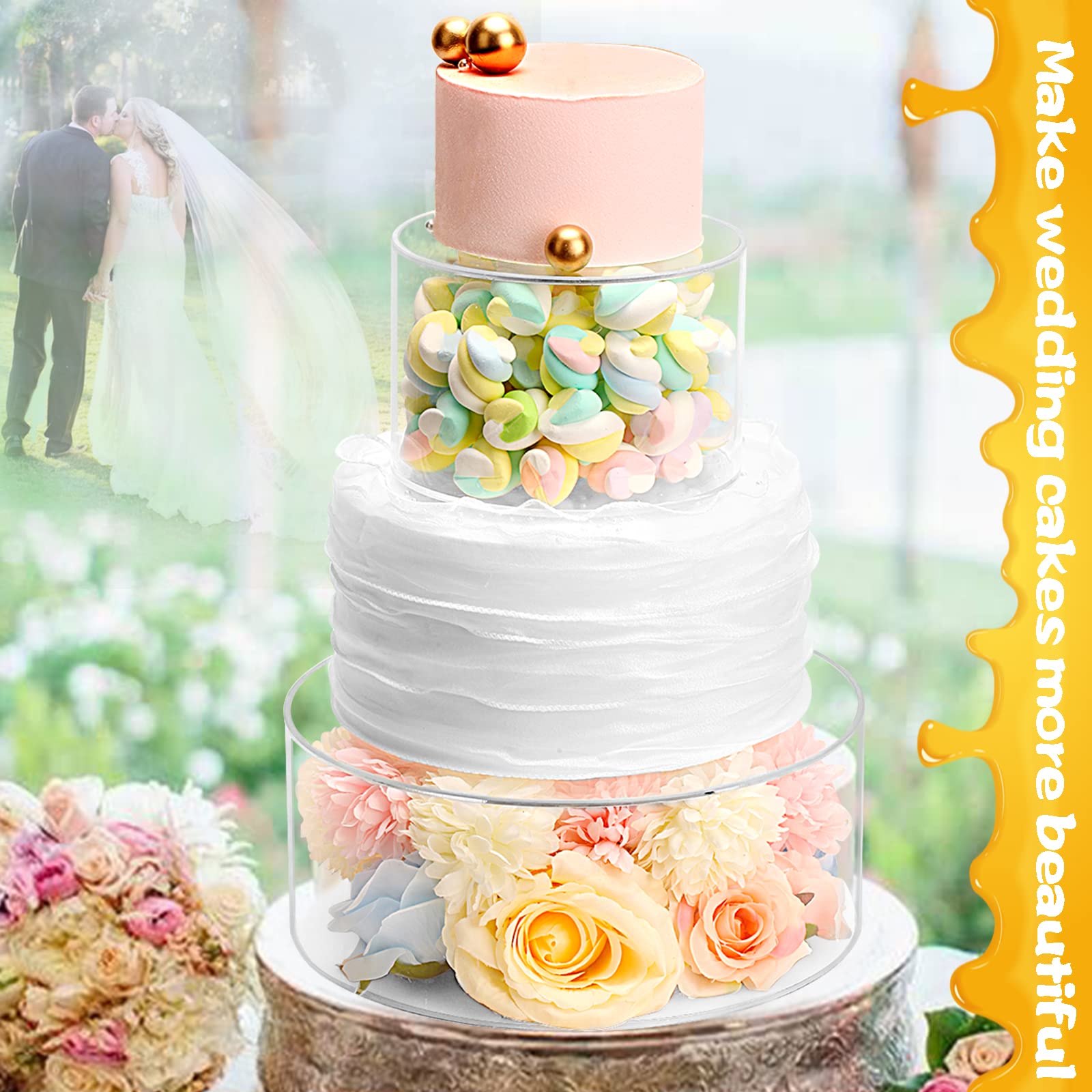 Choowin 2-Pack Clear Acrylic Fillable Floating Cake Stand Set - 10 inch & 6 inch Round Cake Risers for Wedding, Birthday Party Dessert Display | Perfect for Multi-Tier Cakes, Cupcakes & Pastry Showcase