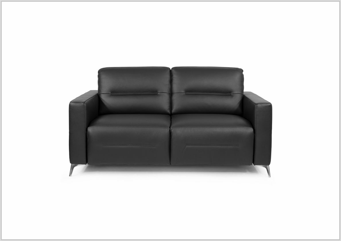 Kathy Ireland Tucson Genuine Leather Queen Sleeper Sofa with Chrome Steel Legs - Convertible Sofa Bed for Living Room, Guest Room & Small Spaces