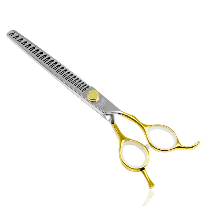 Tauro Pro Line Hair Cutting Scissors - 440C Stainless Steel, 23 Teeth, Golden Handles - Perfect for Thinning & Chunking by Janita J. | Professional Salon & Home Haircutting Tools