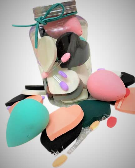 Khiansh Traders Cute Combo Pack - Super Soft Beauty Blender, Foundation Sponge, Lipstick & Eyeshadow Stick with Jar | Complete Makeup Kit for Flawless Application | Perfect for Travel, Everyday Makeup & Professional Use