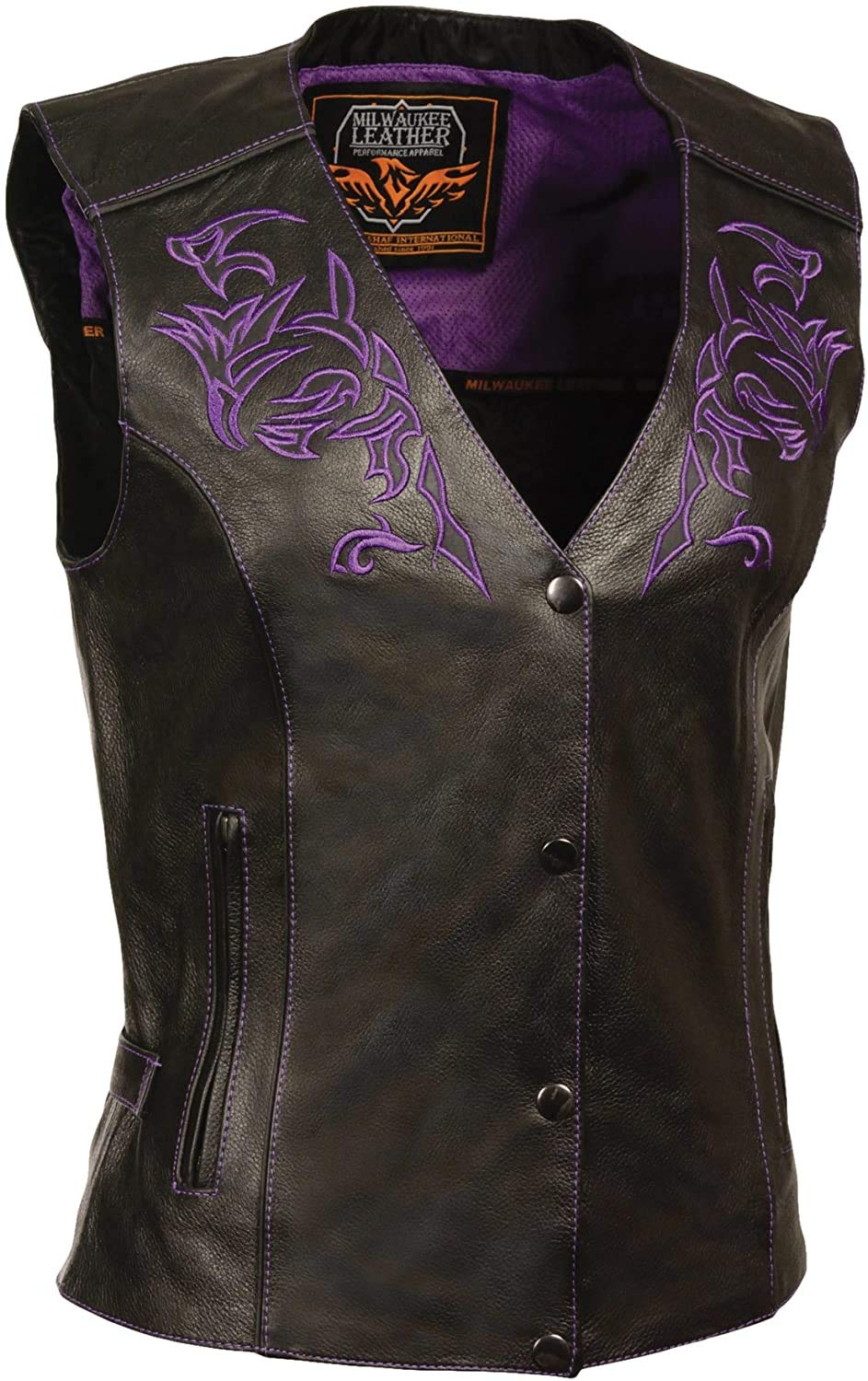 Milwaukee Women's Genuine Leather Vest - Stylish & Durable Jacket for Motorcycle Riding, Outdoor Adventures & Casual Fashion