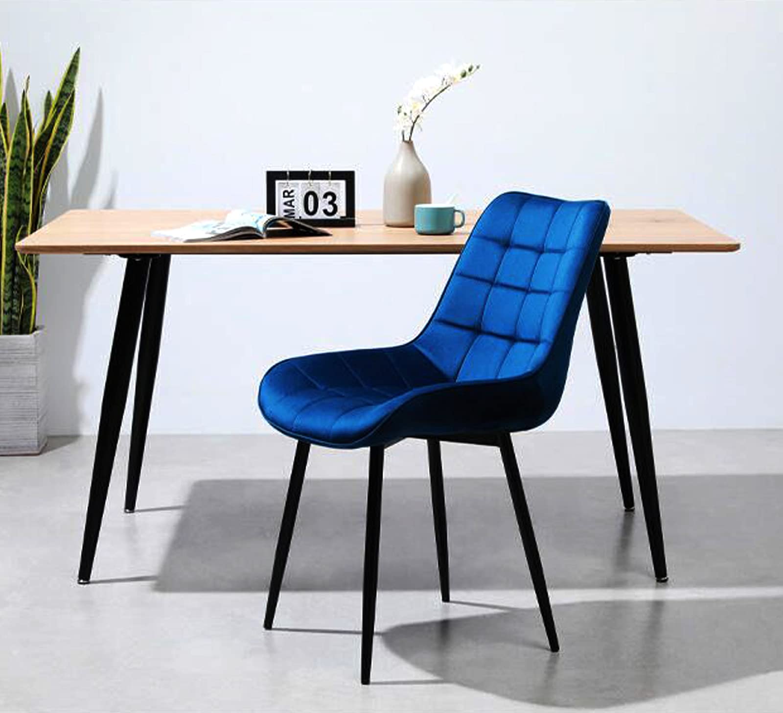 **Asunflower Navy Blue Velvet Dining Chairs Set of 2 - Modern Upholstered Side Chairs with Metal Legs for Kitchen, Dining Room, Office & Leisure Spaces**