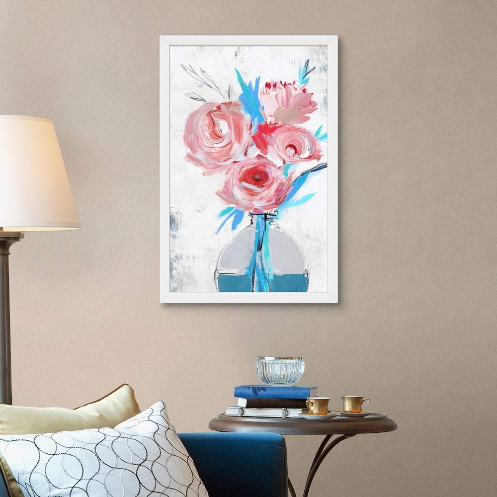 Blue Vase II White Framed Art Print - Premium Wall Art Decor for Living Room, Bedroom & Office - Modern Home Decor Painting