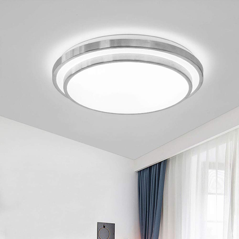 20 Inch Double Round Flush Mount Ceiling Light - 48W Dimmable LED Fixture with Remote Control - 3000K-6000K Adjustable Color Temperature - White & Brushed Nickel Finish - Perfect for Bedroom, Kitchen, Dining Room, Hallway and Office Lighting