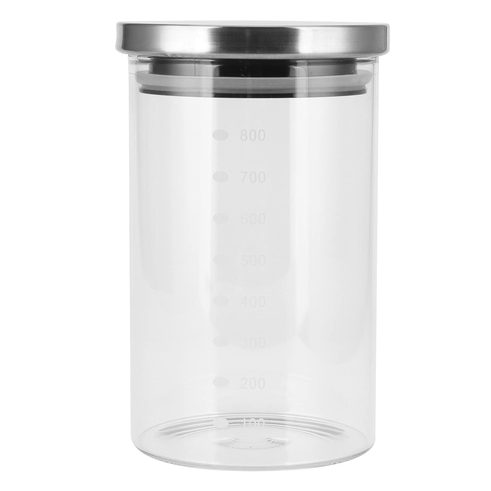 Premium Glass Kitchen Canisters with Airtight Stainless Steel Lids & Measurement Markings - 800ML Food Storage Containers for Flour, Sugar, Coffee, Tea | Ideal for Pantry Organization & Home Kitchen Use