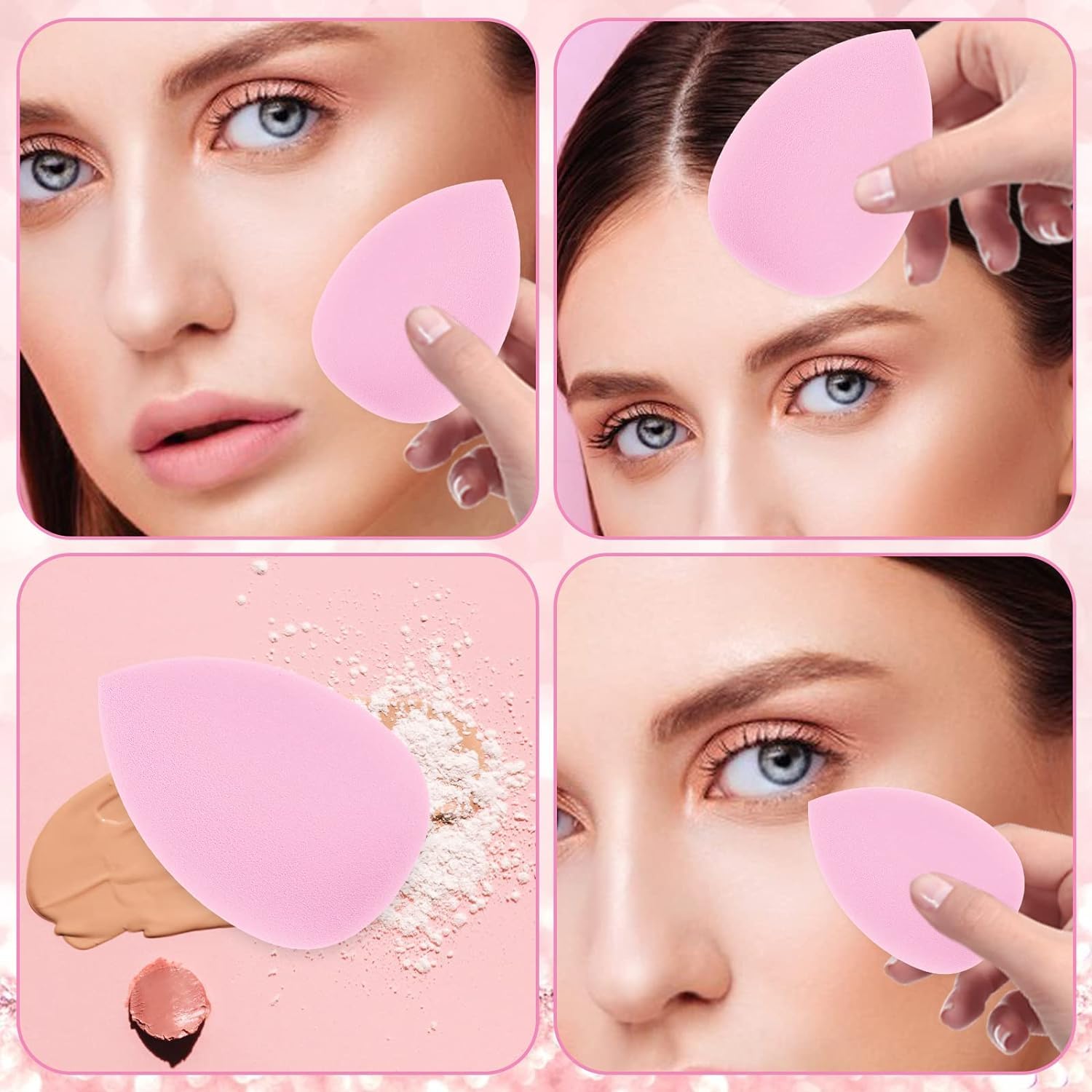 6PCS Mini Makeup Sponge Set - Small Beauty Blender for Foundation, Concealer, Powder & Eyeshadow - Soft Latex-Free Cosmetic Sponges for Flawless Makeup Application (Purple/Pink) - Perfect for Travel, Professional Makeup Kits & Everyday Beauty Routine