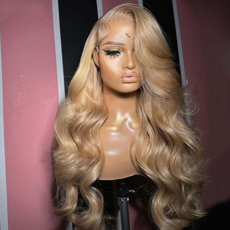 Eullair Glueless Honey Blonde Lace Frontal Wig - Bombshell Brown Girl Ash Blonde Straight & Body Wave Human Hair Wig for Women | Perfect for Daily Wear, Parties & Special Occasions