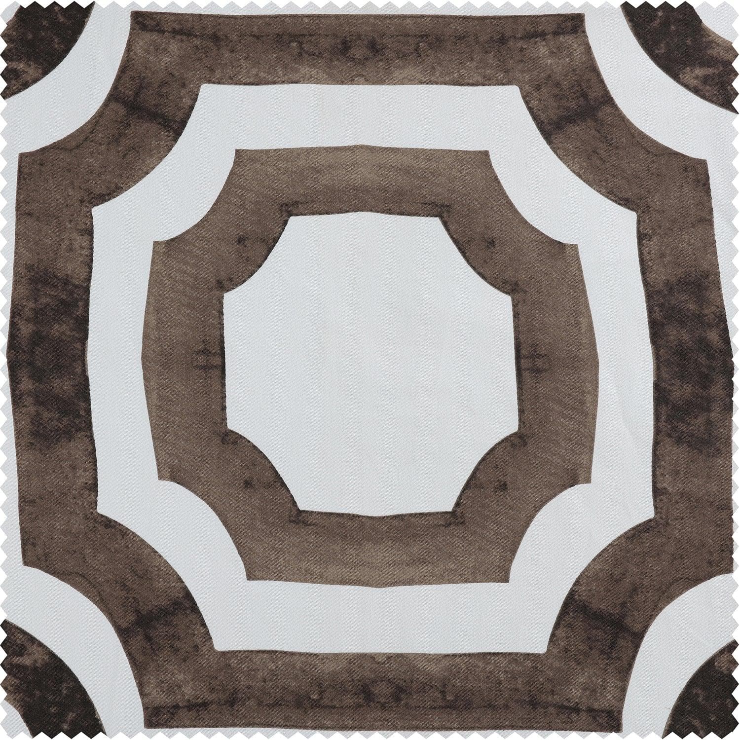 Mecca Brown Geometric Print Cotton Custom Curtains - Modern Window Treatment for Living Room, Bedroom & Office Decor