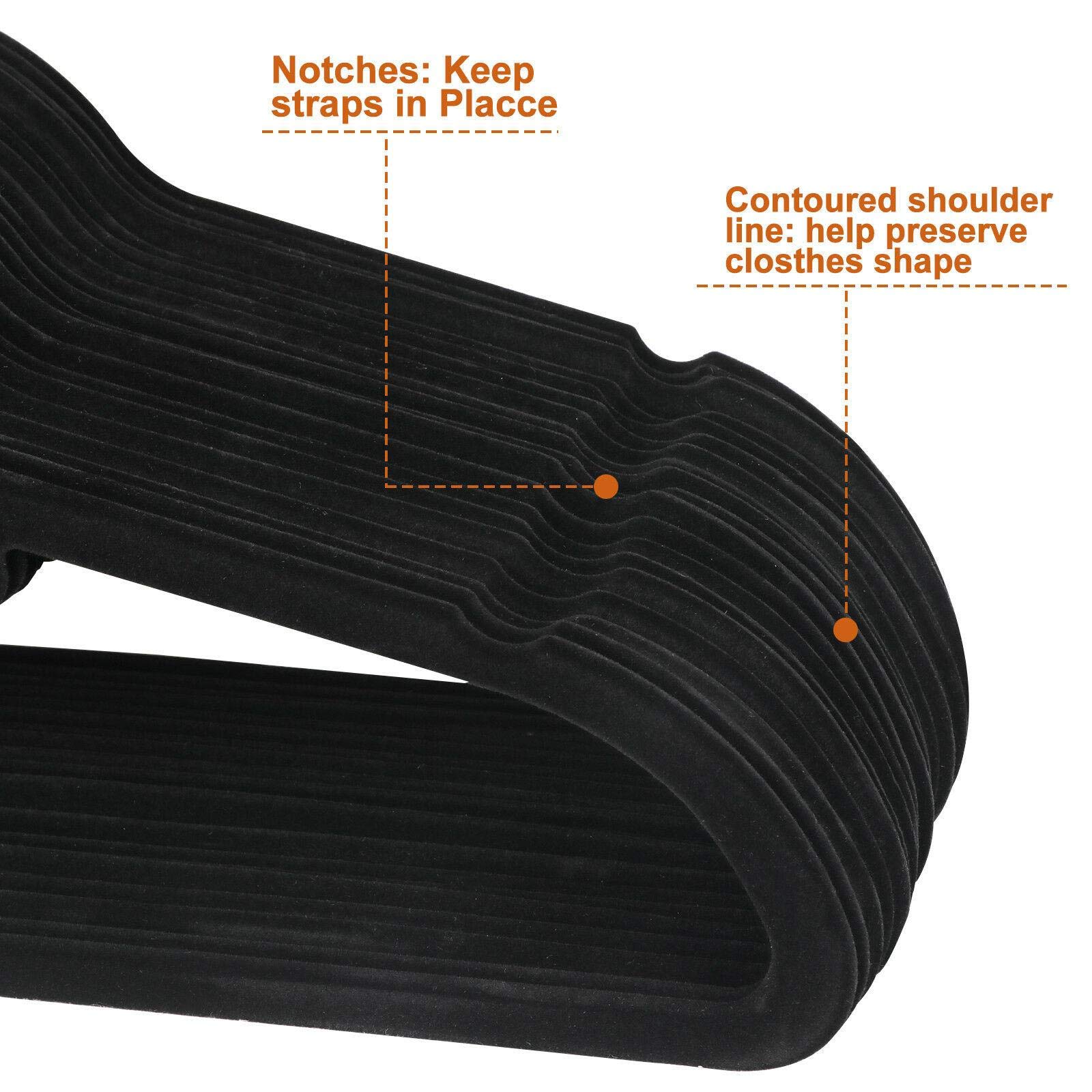 360 Degree Non-Slip Velvet Clothes Hangers - Black (100 Pack) - Heavy Duty Suit/Shirt/Pants Hangers for Closet Organization - Perfect for Wardrobe Storage, Retail Display & Home Clothes Rack