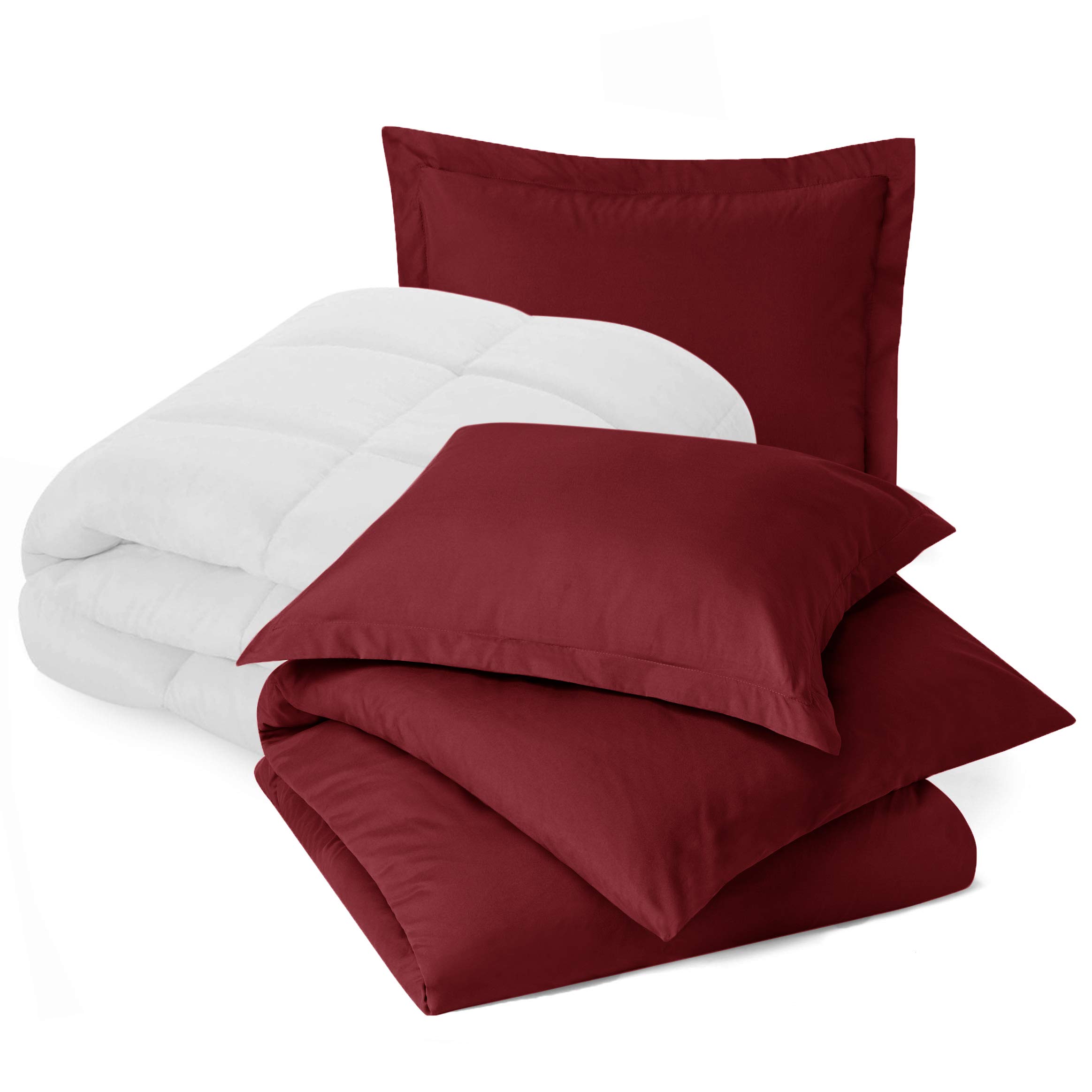 Luxury King Size Bedding Set - Microfiber Comforter, Duvet Cover & 2 Pillow Shams - Burgundy Red Bedroom Decor for Master Bedroom, Guest Room & Hotel Styling