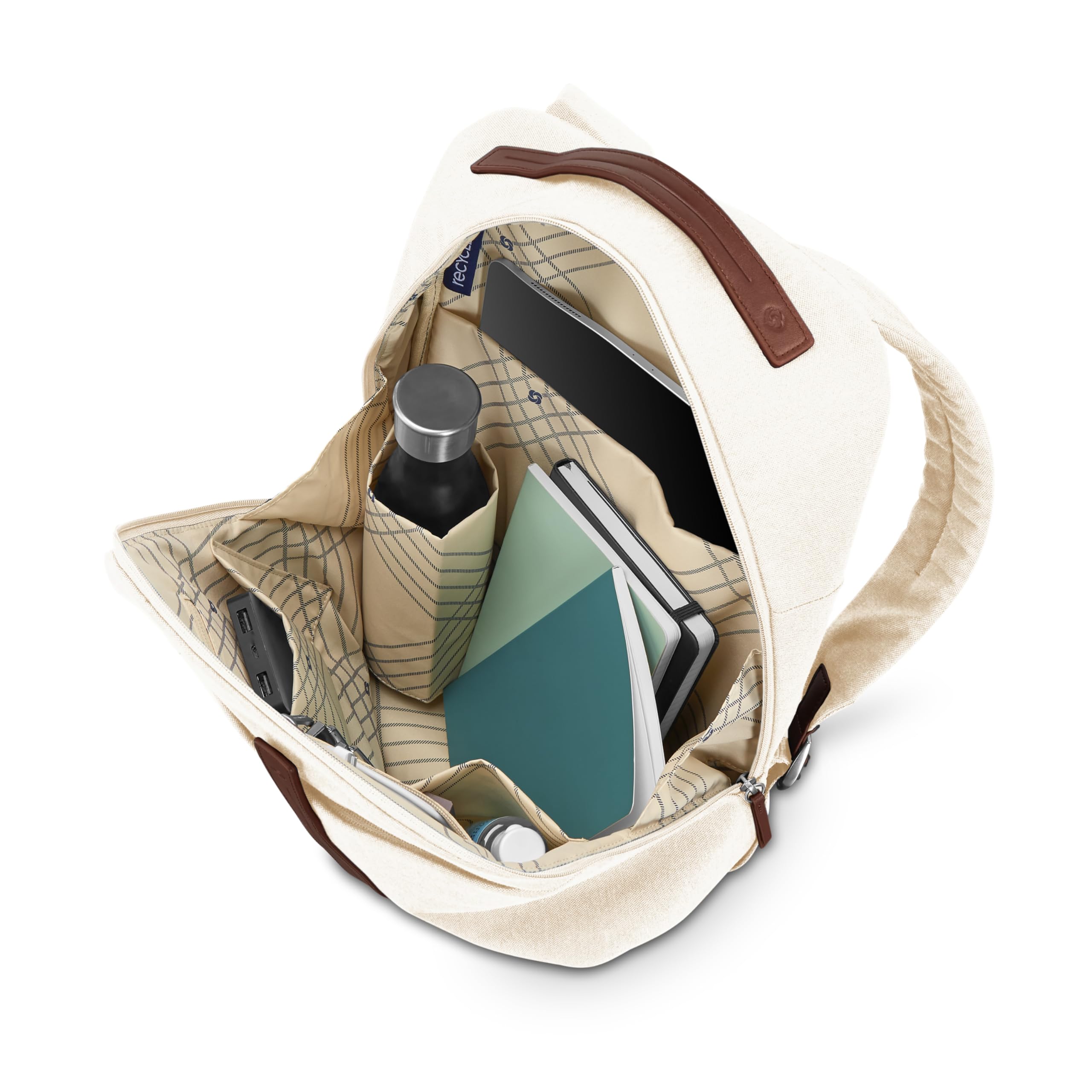 Samsonite Virtuosa Carry-On Travel Backpack with Padded Laptop Sleeve, Water-Resistant & Lightweight, Perfect for Business Trips & Air Travel, Off White