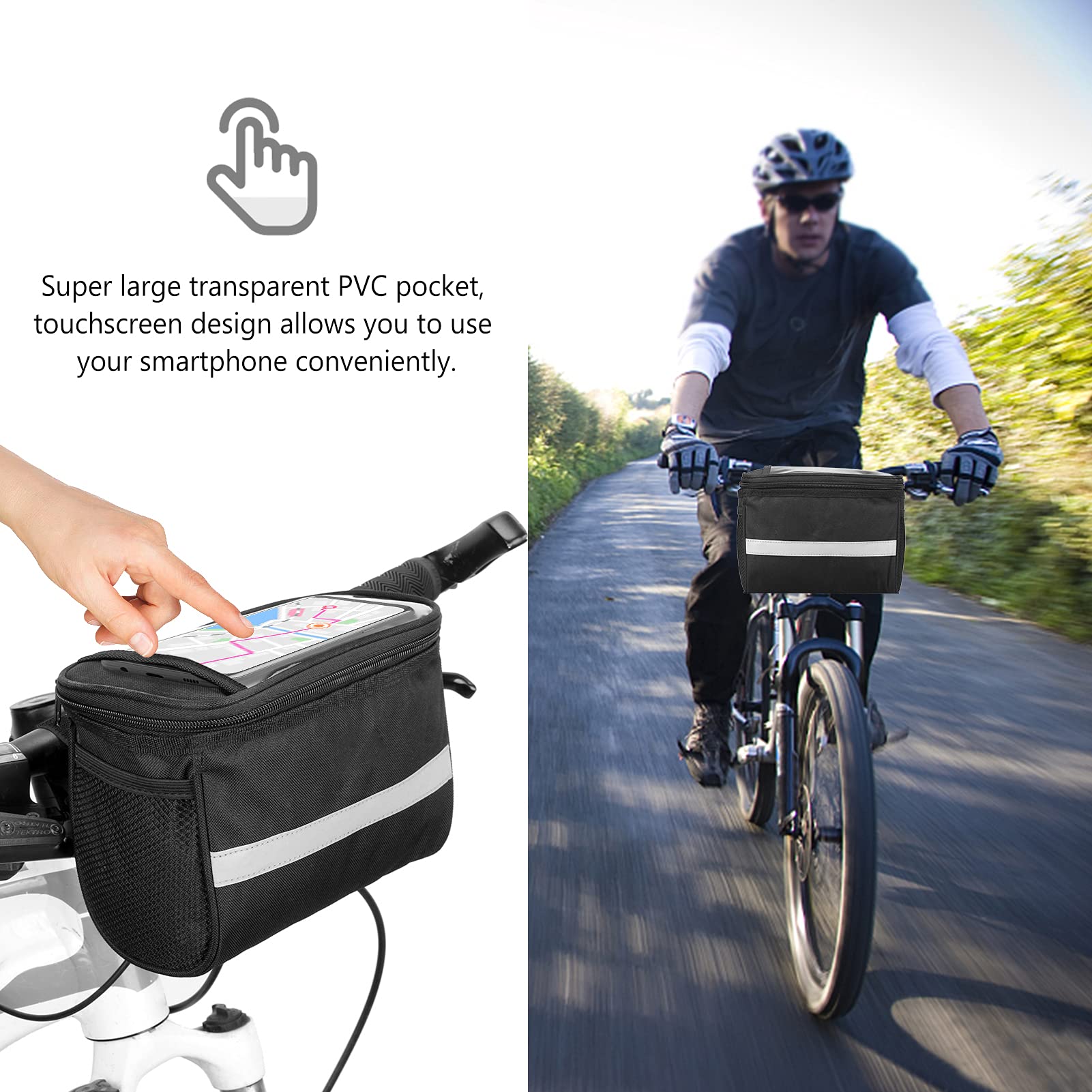 Lixada Reflective Bike Baskets Bag - Waterproof Handlebar & Frame Bicycle Bag for Commuting, Shopping & Outdoor Adventures - Perfect for Urban Cycling & Mountain Biking