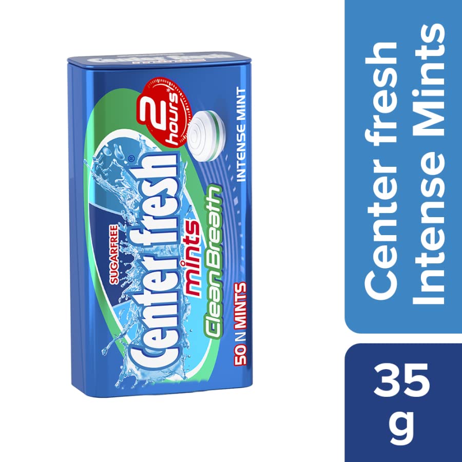 Center Fresh Sugar-Free Mints - Intense Menthol Eucalyptus Flavor for Fresh Breath (35g Tin, 50 Count) | Perfect for Office, Travel & After Meals