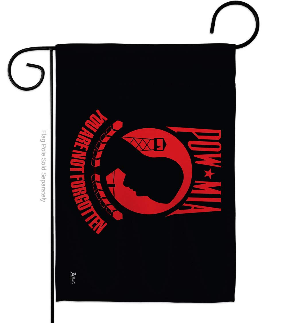 Americana Home & Garden G142342-BO 13x18.5 Inch Red POW MIA Garden Flag - Double Sided Military Armed Forces Service Banner - Patriotic Yard Decoration for Memorial Day, Veterans Day & Outdoor Home Decor