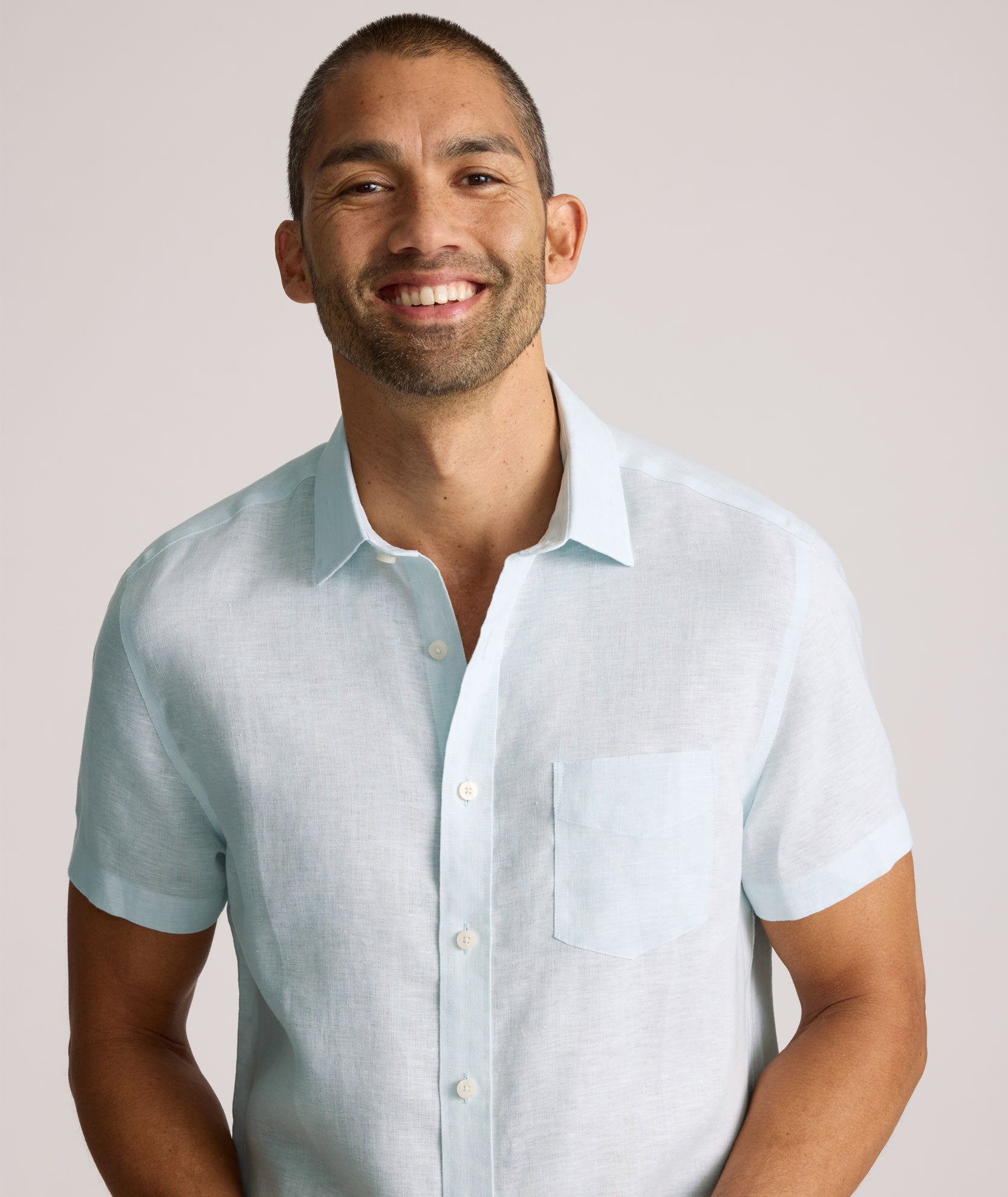 Wrinkle Resistant Linen Short Sleeve Cameron Shirt for Men - Breathable Summer Casual Wear for Office & Outdoor Activities