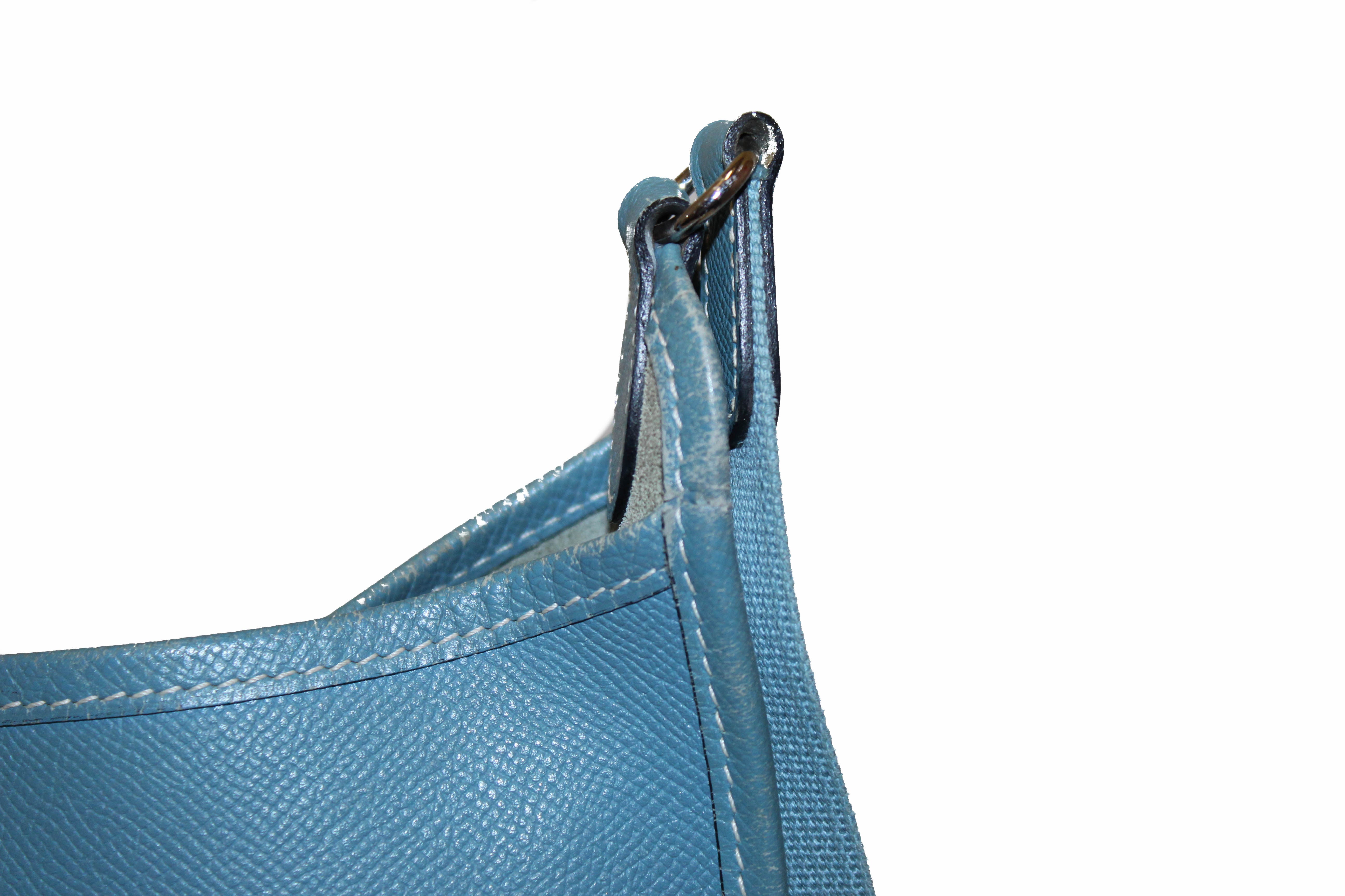 Authentic Hermes Blue Epsom Leather Vespa PM Shoulder Bag - Luxury Designer Handbag for Women, Perfect for Work, Travel & Everyday Use
