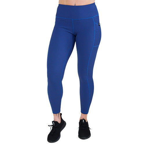 High Waist Ribbed Leggings for Women - Navy Blue Yoga Pants with Tummy Control | Perfect for Workout, Yoga, Running & Lounge Wear