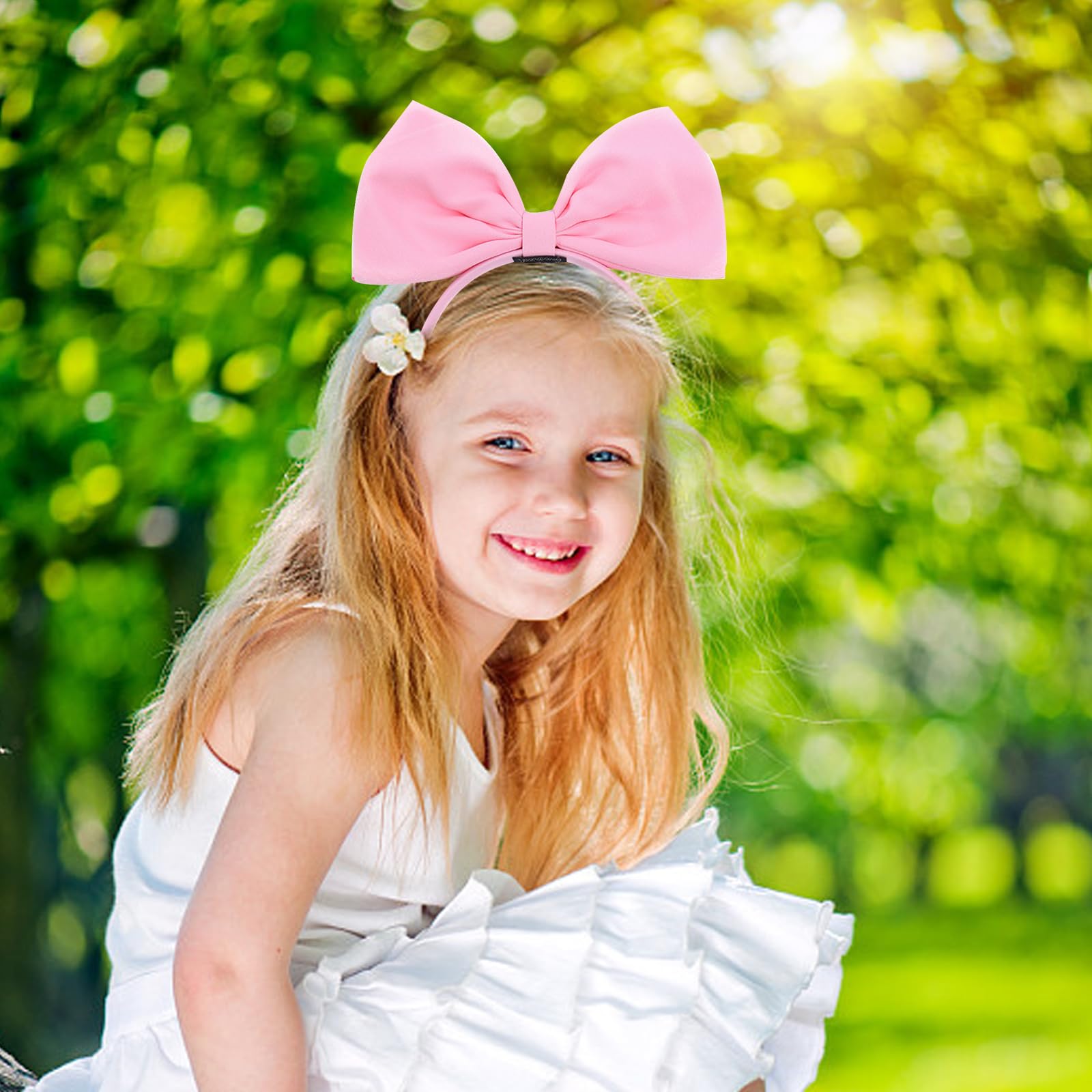 Pink Bow Headband for Women & Girls - Non-Slip Hair Accessories for Party & Holidays