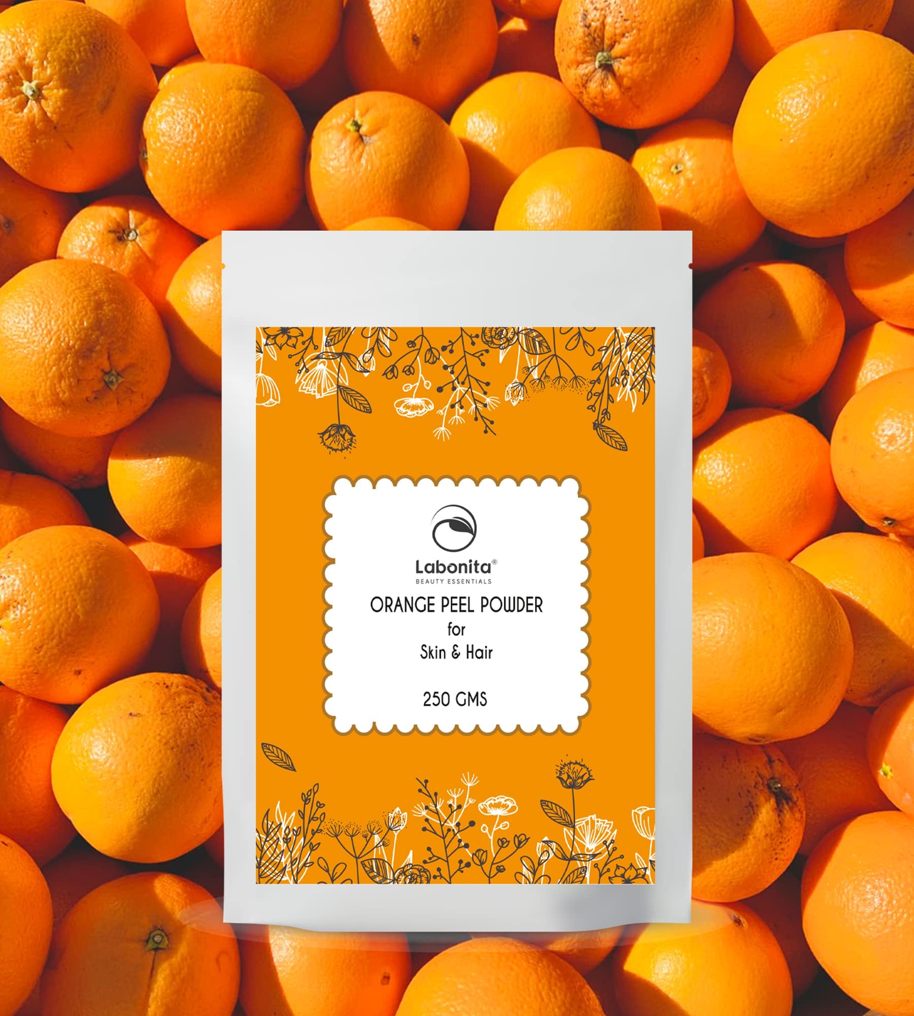 Labonita Orange Peel Powder for Hair & Skin Care - 250g | Natural Exfoliant & Brightening Agent for Glowing Skin & Healthy Hair | DIY Beauty & Organic Skincare