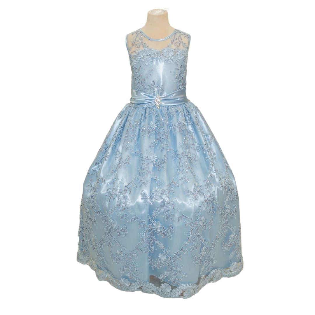 Elegant Floral Party Dress for Girls - D1550 | Perfect for Flower Girls, Birthday Parties & Special Occasions