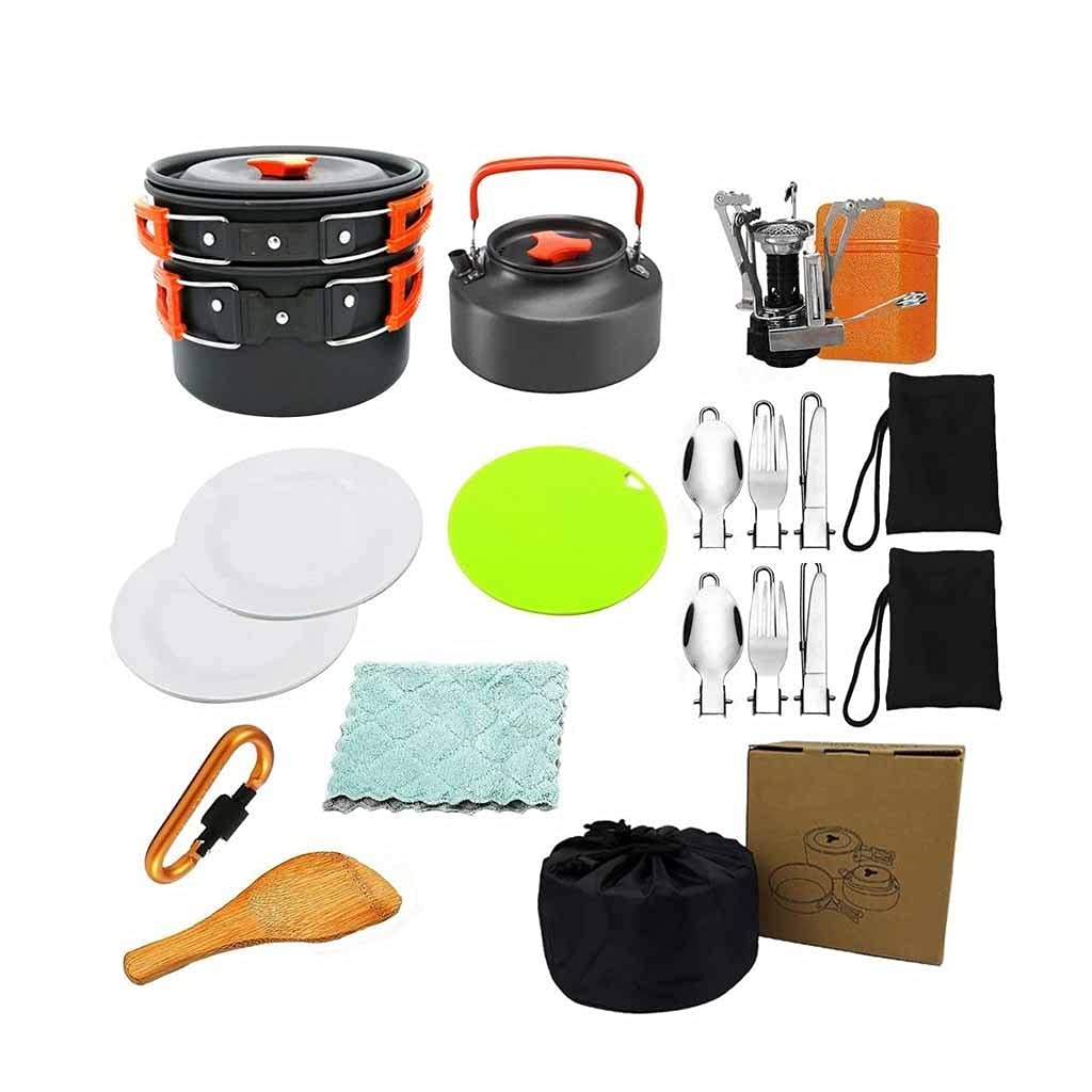 Lightweight Aluminum Camping Cookware Set - Portable Outdoor Cooking Kit with Water Kettle, Pan & Pot for Hiking, Backpacking, Picnic & BBQ | Perfect for Campers, RV Travel & Emergency Preparedness