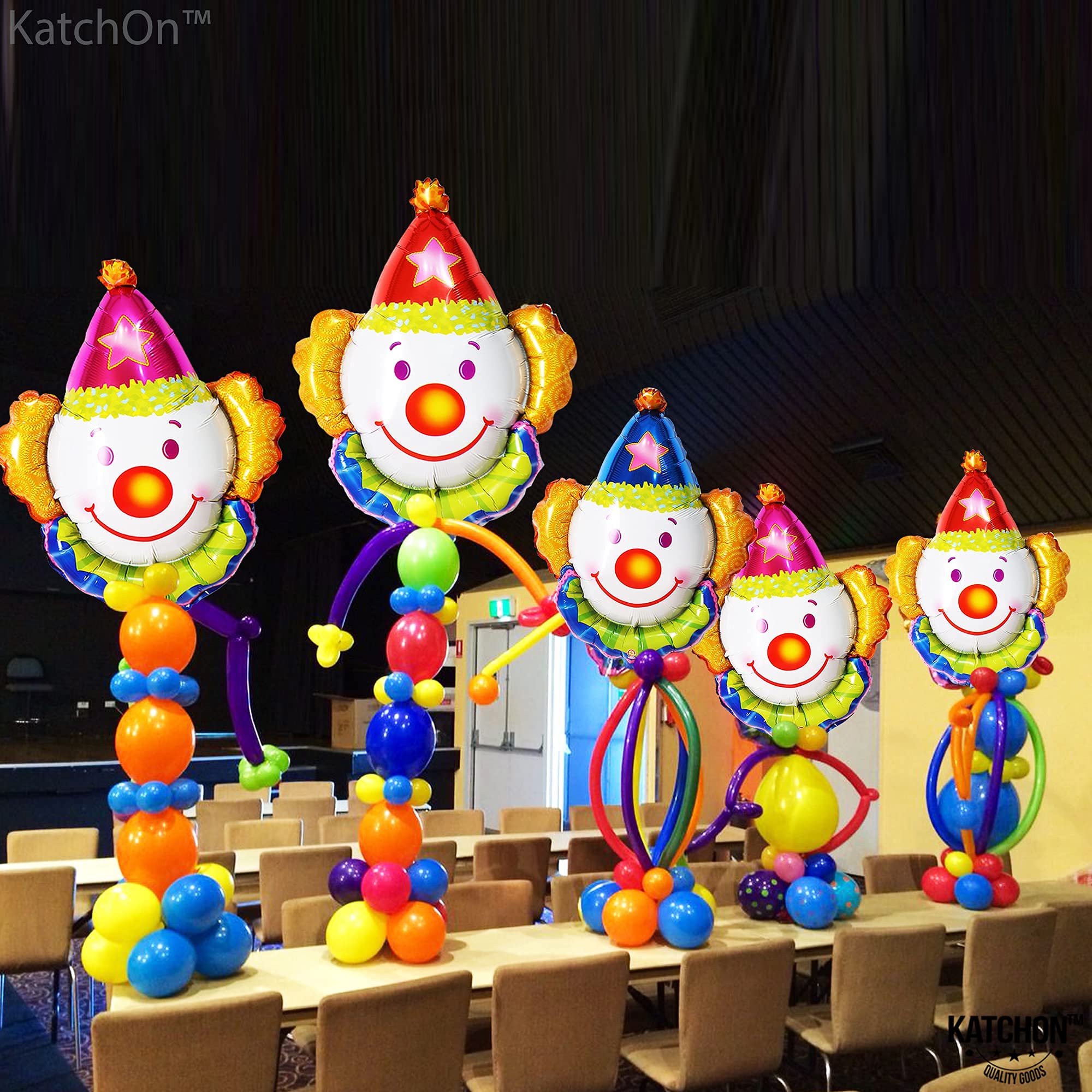 KatchOn 32 Inch Large Clown Balloons Set - Pack of 6 | Giant Carnival Balloons for Clown & Circus Theme Party Decorations | Perfect for Birthday Parties, Baby Showers, and Halloween Events