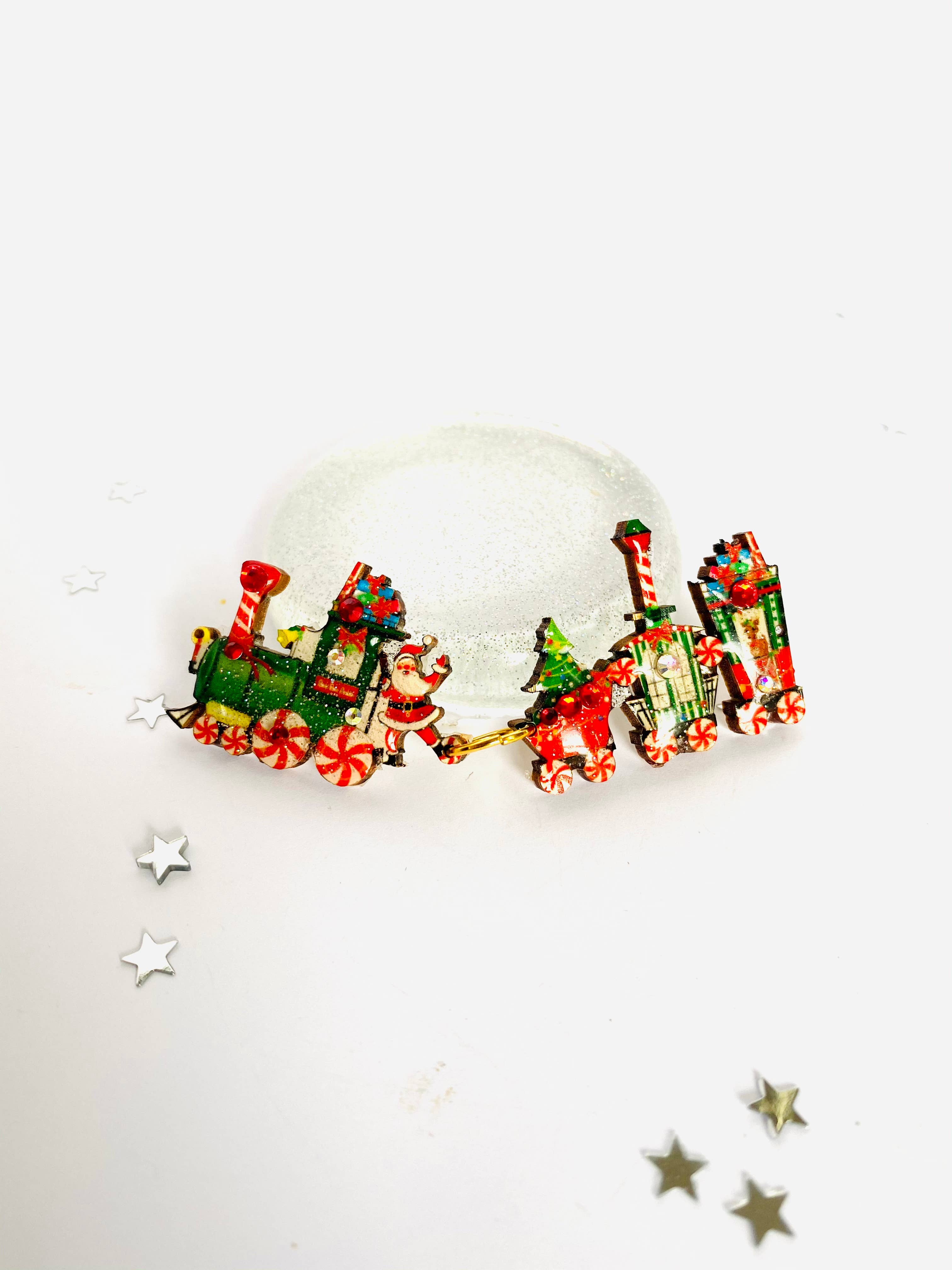 Vintage Christmas Train Brooch by Rosie Rose Parker - Elegant Holiday Jewelry for Women, Perfect for Christmas Parties & Festive Outfits