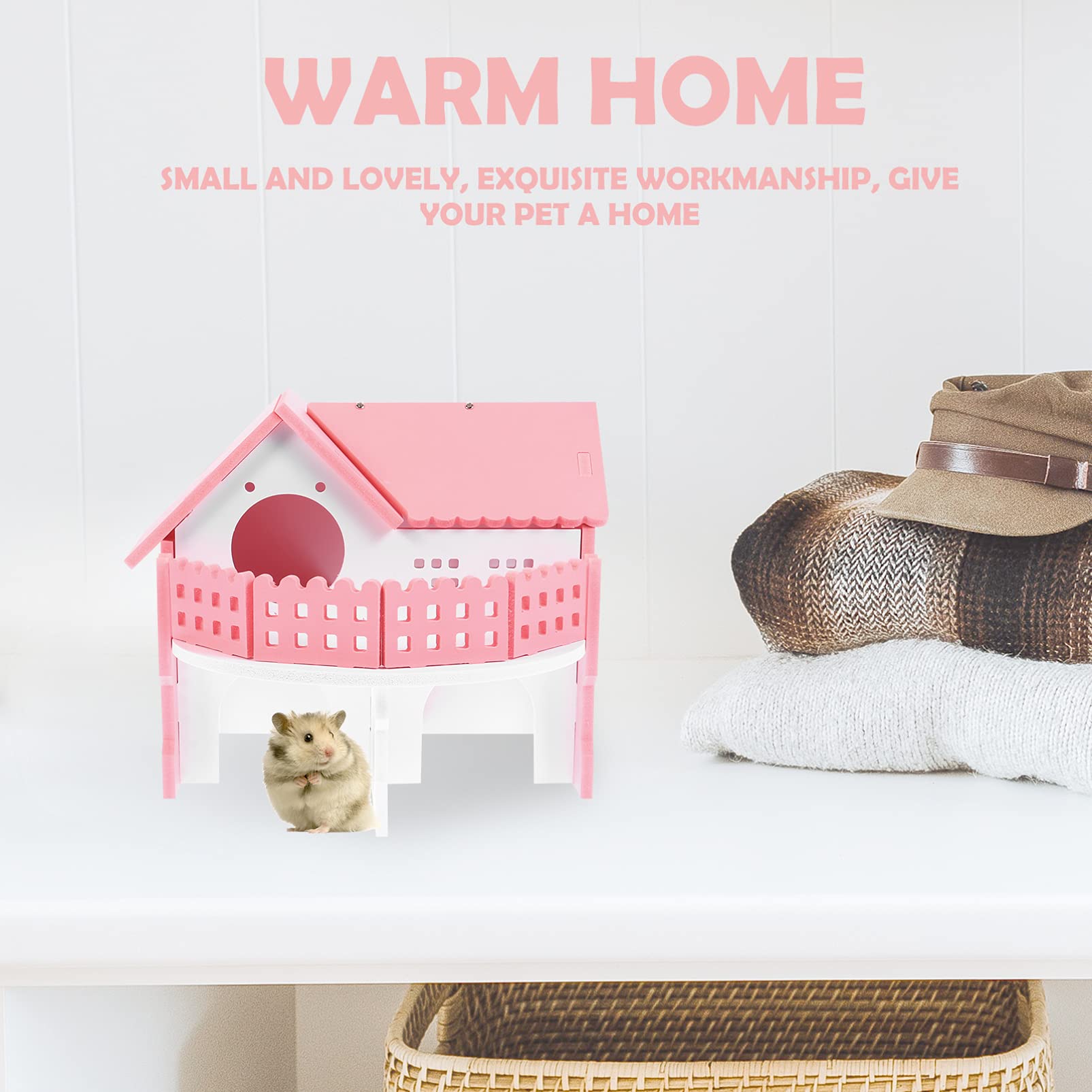 Balacoo 2-Story Hamster Hideout Hut & Chew Toy - Natural Wooden Small Animal House for Dwarf Hamsters, Gerbils, and Pet Rats - Perfect for Chewing, Playing, and Nesting - Ideal for Cage Accessories and Small Pet Enrichment Activities