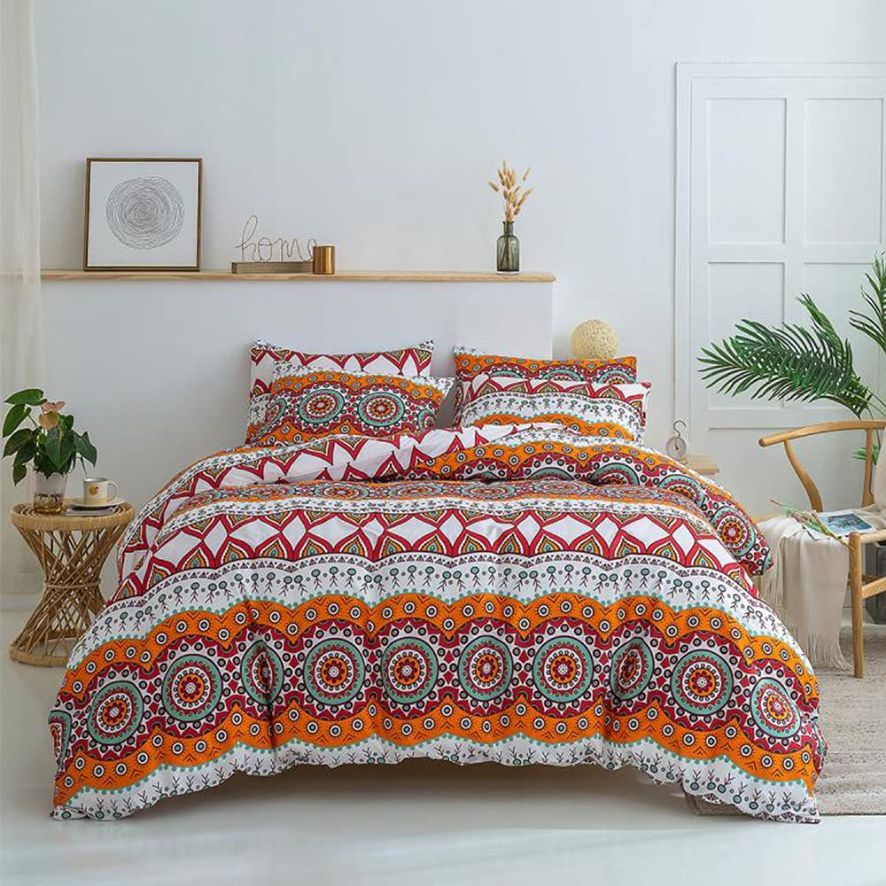 Shatex King Size 3-Piece Boho Comforter Set - Ultra Soft 100% Microfiber Polyester Bedding - Striped King Comforter with 2 Pillow Shams - Perfect for Master Bedroom, Guest Room & Bohemian Home Decor
