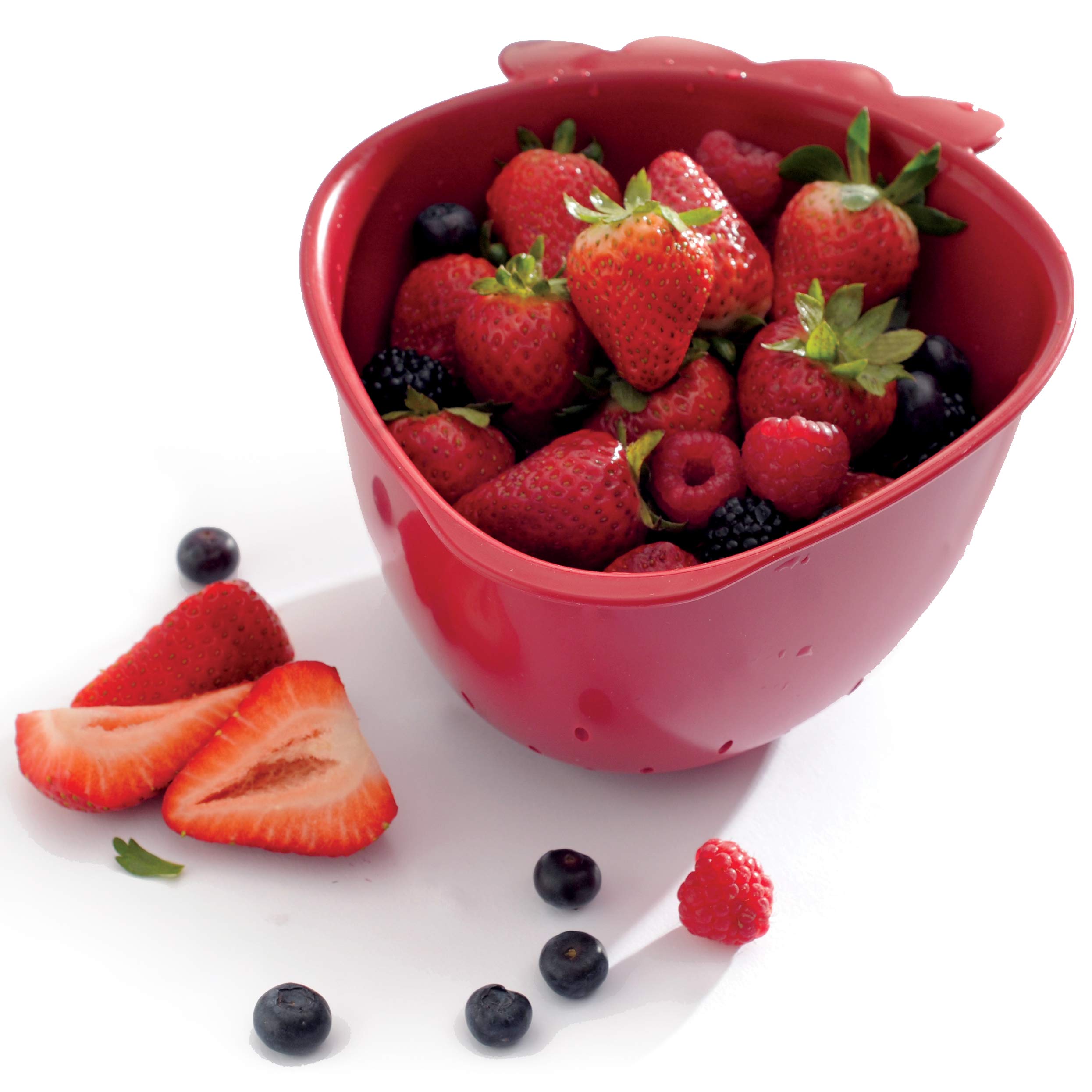 Norpro Mini Red Strawberry Colander - Perfect for Washing Berries, Fruits, and Vegetables - Ideal for Kitchen, Picnics, and Camping