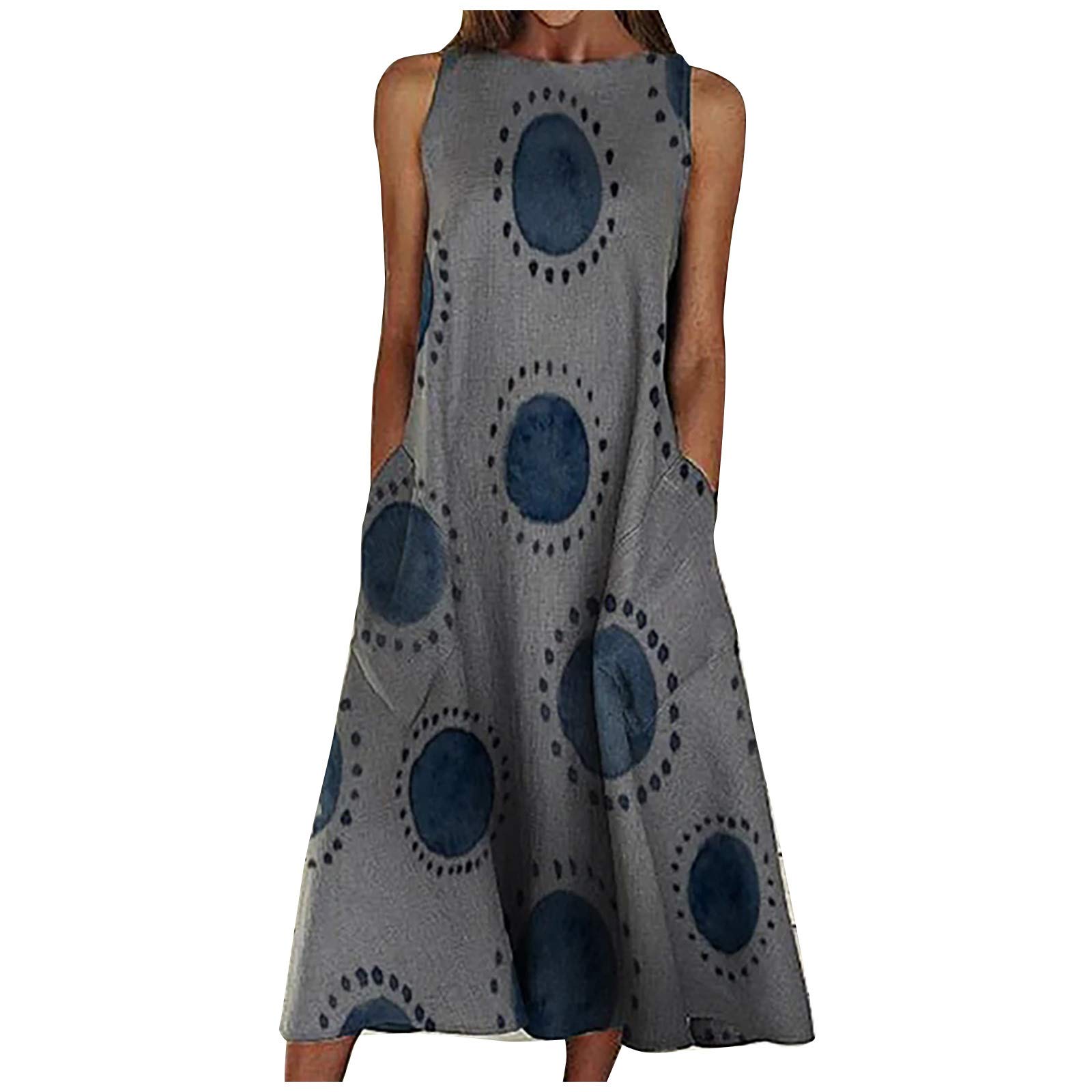 MORECON Women's Casual Short Sleeve Floral Print Sundress - Loose Fit O-Neck Ankle-Length Summer Dress in Black (Size 11) | Perfect for Beach, Vacation, and Everyday Wear