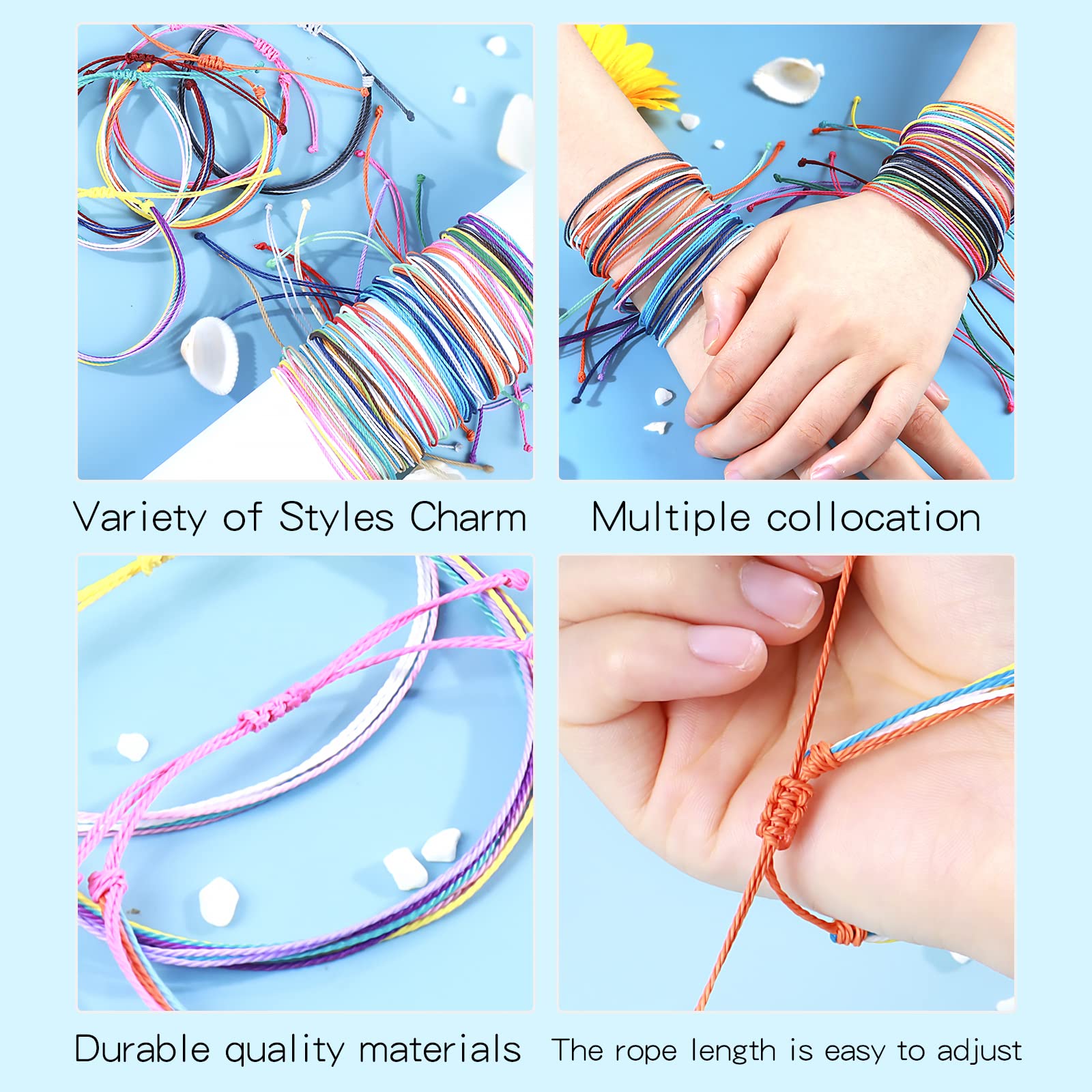Trendy Adjustable Wave Surfer Friendship Bracelets for Women - Waterproof Summer Ankle Bracelets, Long Tiantian String Bracelets, Perfect Gifts & Stocking Stuffers - Ideal for Beach Outfits, Boho Fashion, and Casual Wear