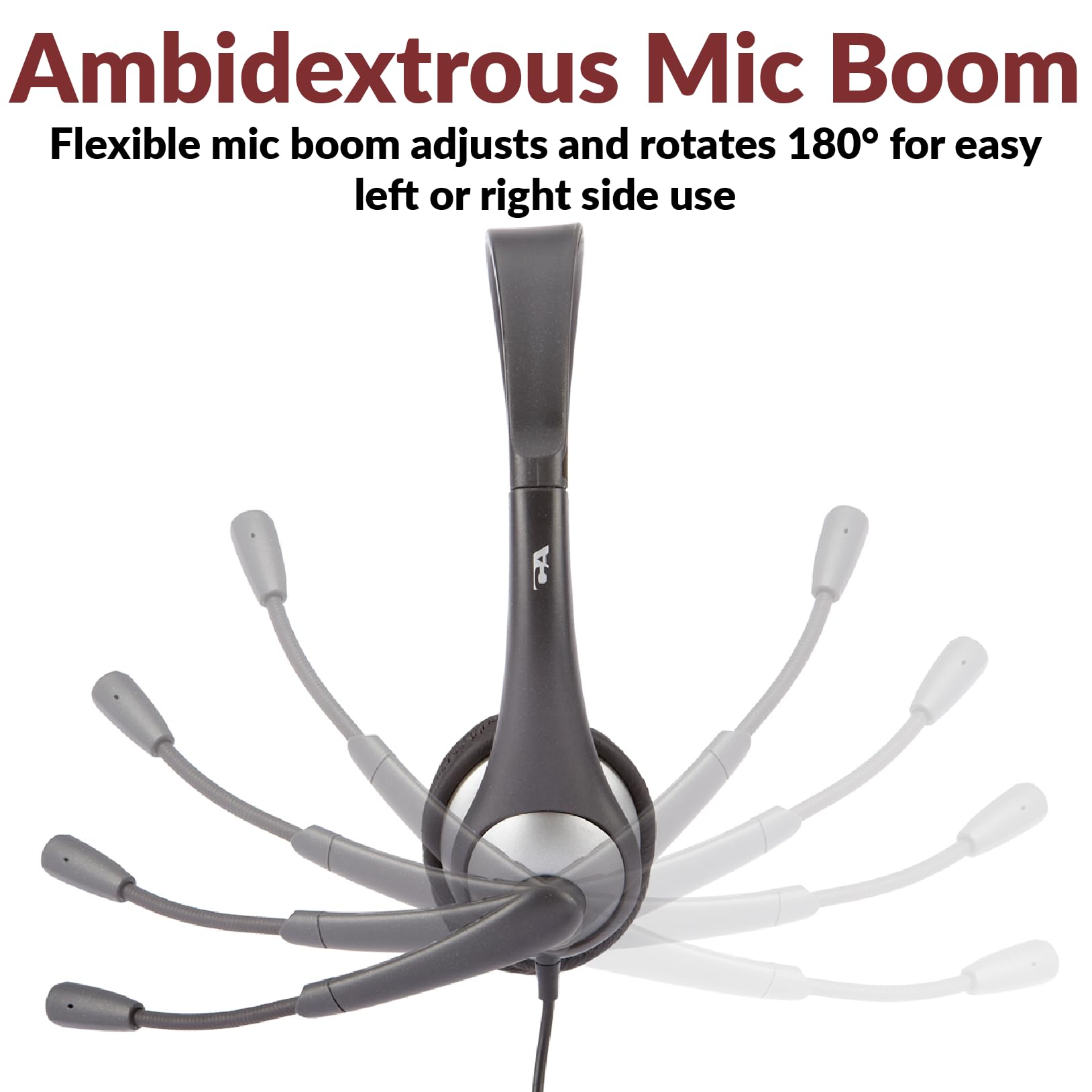 Cyber Acoustics AC-104 Mono Headset with Microphone - Lightweight Single-Ear Headphones for K12 Students, Online Learning & Virtual Classrooms - Durable School Headset for Distance Education (Gray)