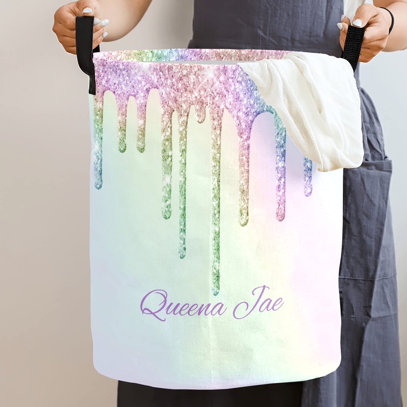 Holographic Glitter Storage Bin - Waterproof Oxford Fabric Laundry Hamper, Toy Organizer & Gift Basket for Bedroom, Nursery, Clothes Storage | Perfect for Baby Room, Toy Storage & Home Organization
