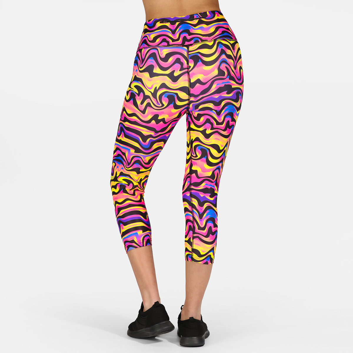 Coral Waves Capri Pants - Women's High Waisted Flowy Beach Pants for Summer Vacation & Boho Style Outfits