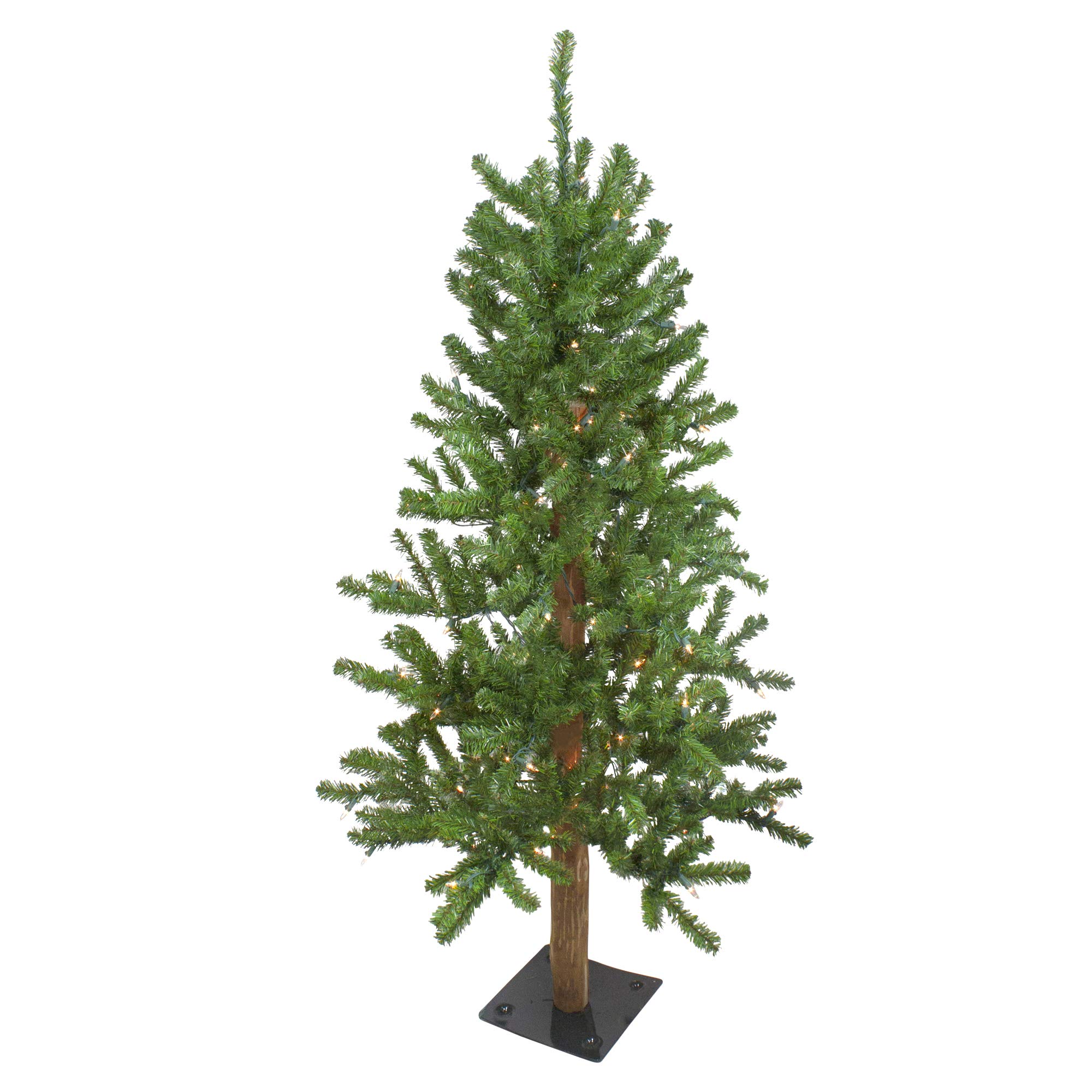 4ft Pre-Lit Alpine Artificial Christmas Tree with Clear Lights - Green Holiday Decor for Home, Office & Party Decoration