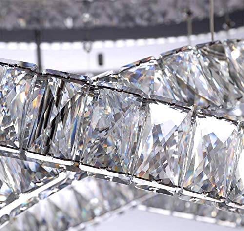 LITFAD Luxury Crystal LED Flush Mount Ceiling Light - Modern Multi-Ring Chandelier with Chrome Finish for Living Room, Bedroom, Dining Room, Hotel & Restaurant - White Light | Perfect for Home Decor, Wedding Venues and Commercial Spaces