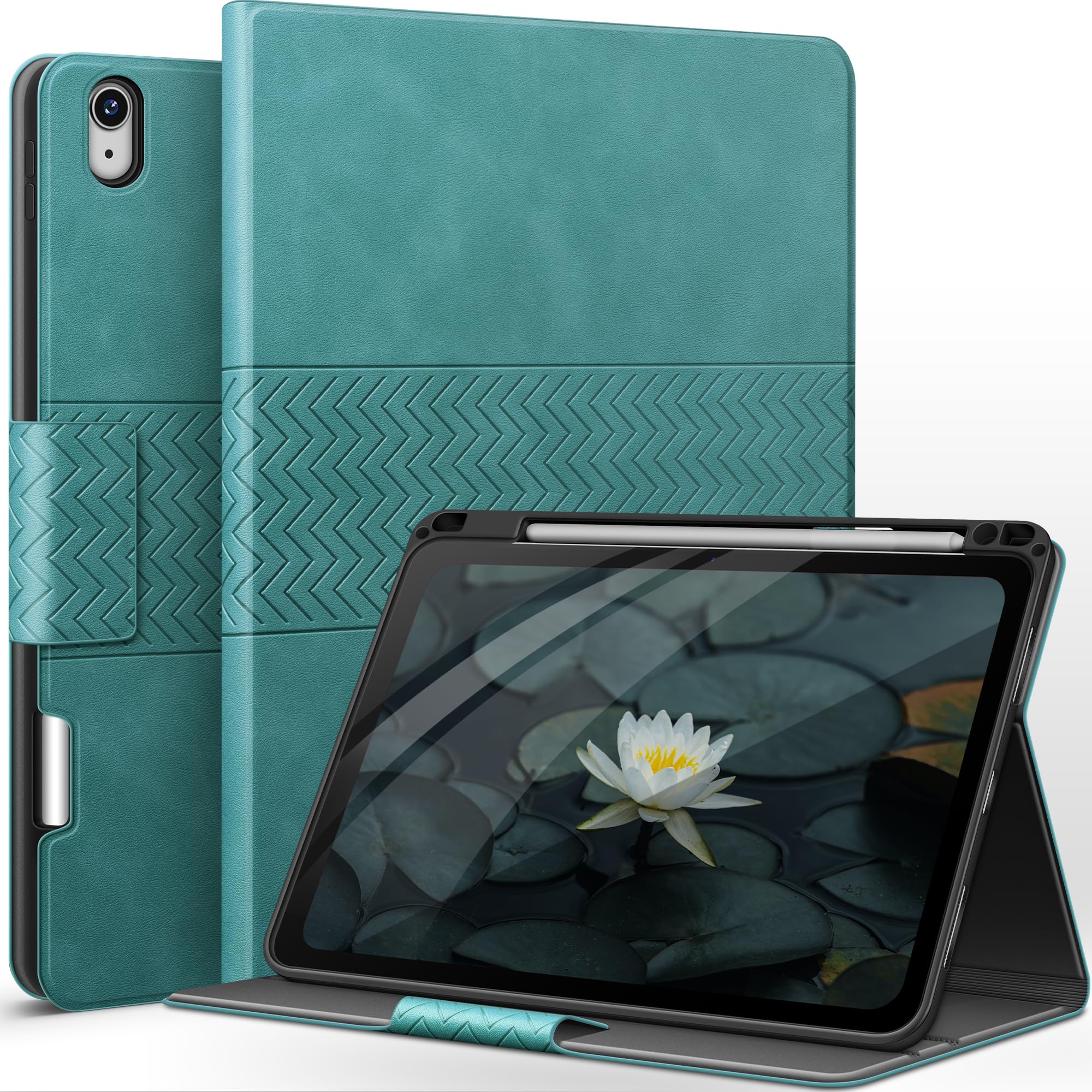 Premium Protective Case for iPad Air 11 Inch M3/M2 (2025/2024) & iPad Air 5th/4th Gen (2022/2020) - Shockproof Cover with Apple Pencil Holder, Auto Sleep/Wake, Adjustable Stand - Perfect for Work, Study & Travel (Green)