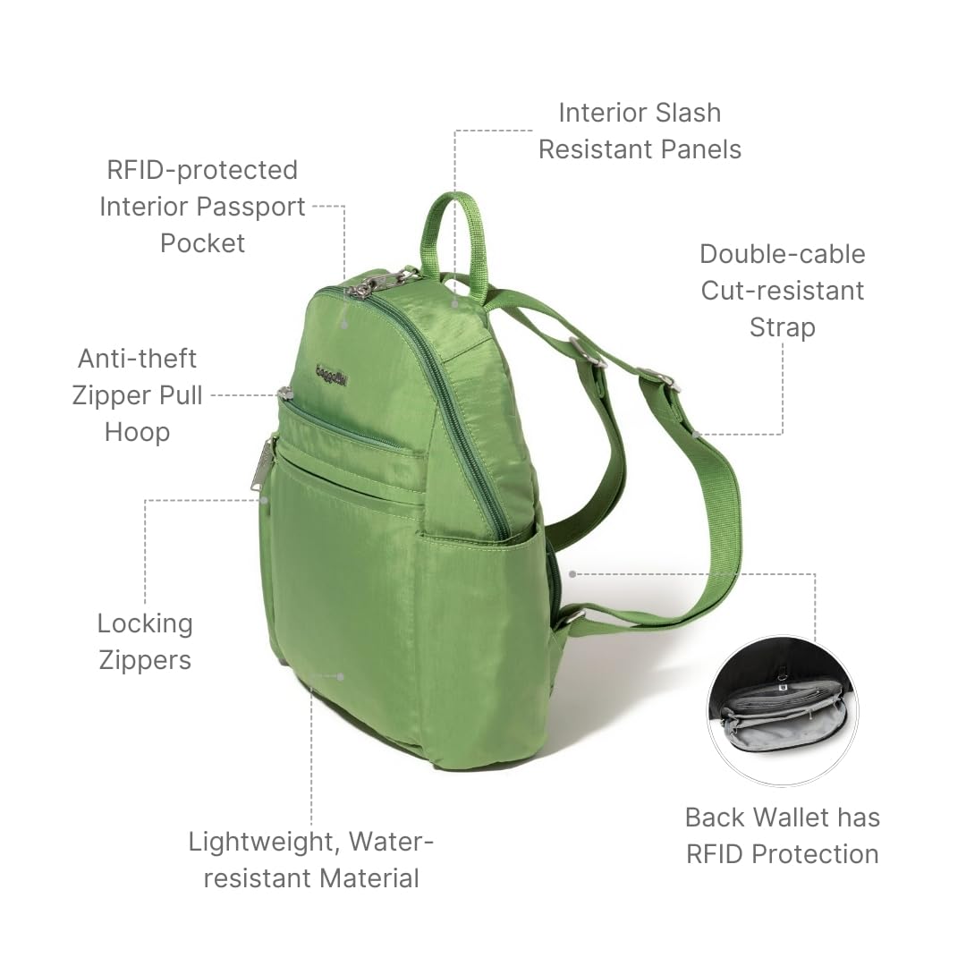 Baggallini Securtex Anti-Theft Travel Backpack for Women - Lightweight RFID Blocking Locking Zipper Backpack with Wallet - Perfect for Vacation, Commuting & Airplane Travel