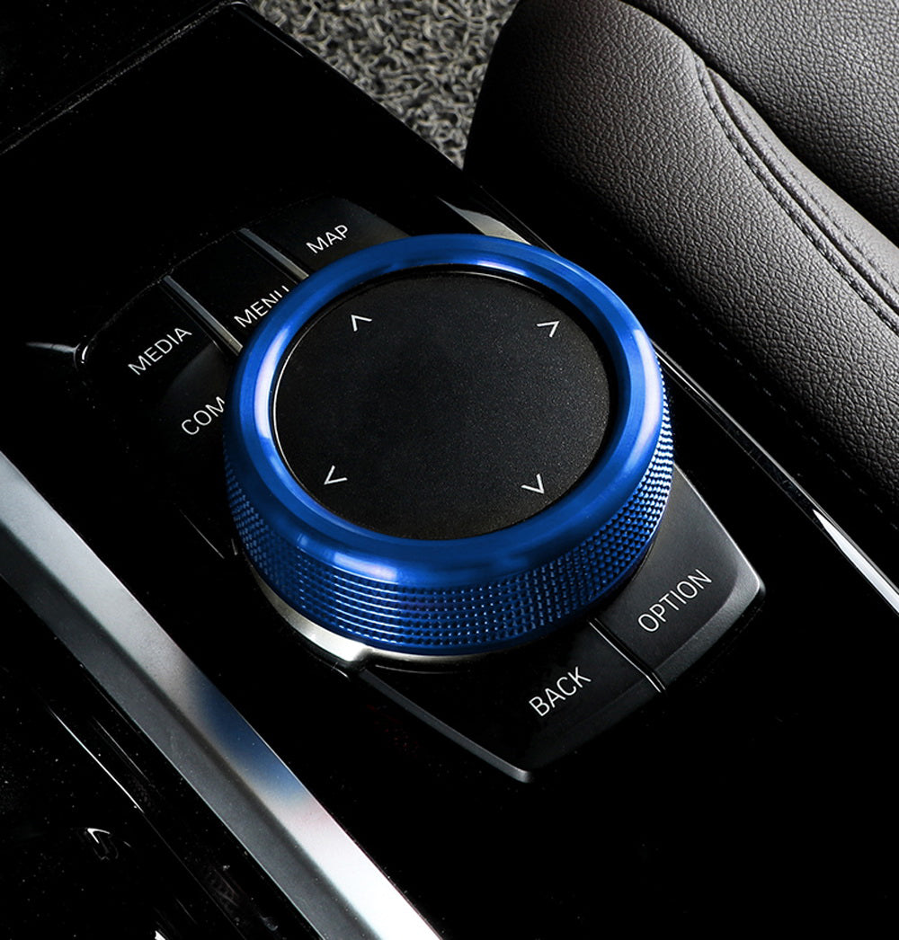BMW 1 2 3 4 5 6 7 X Series Blue Knob Cover Ring - 7 Button Multimedia Controller Replacement - Perfect for Car Interior Upgrade & DIY Installation