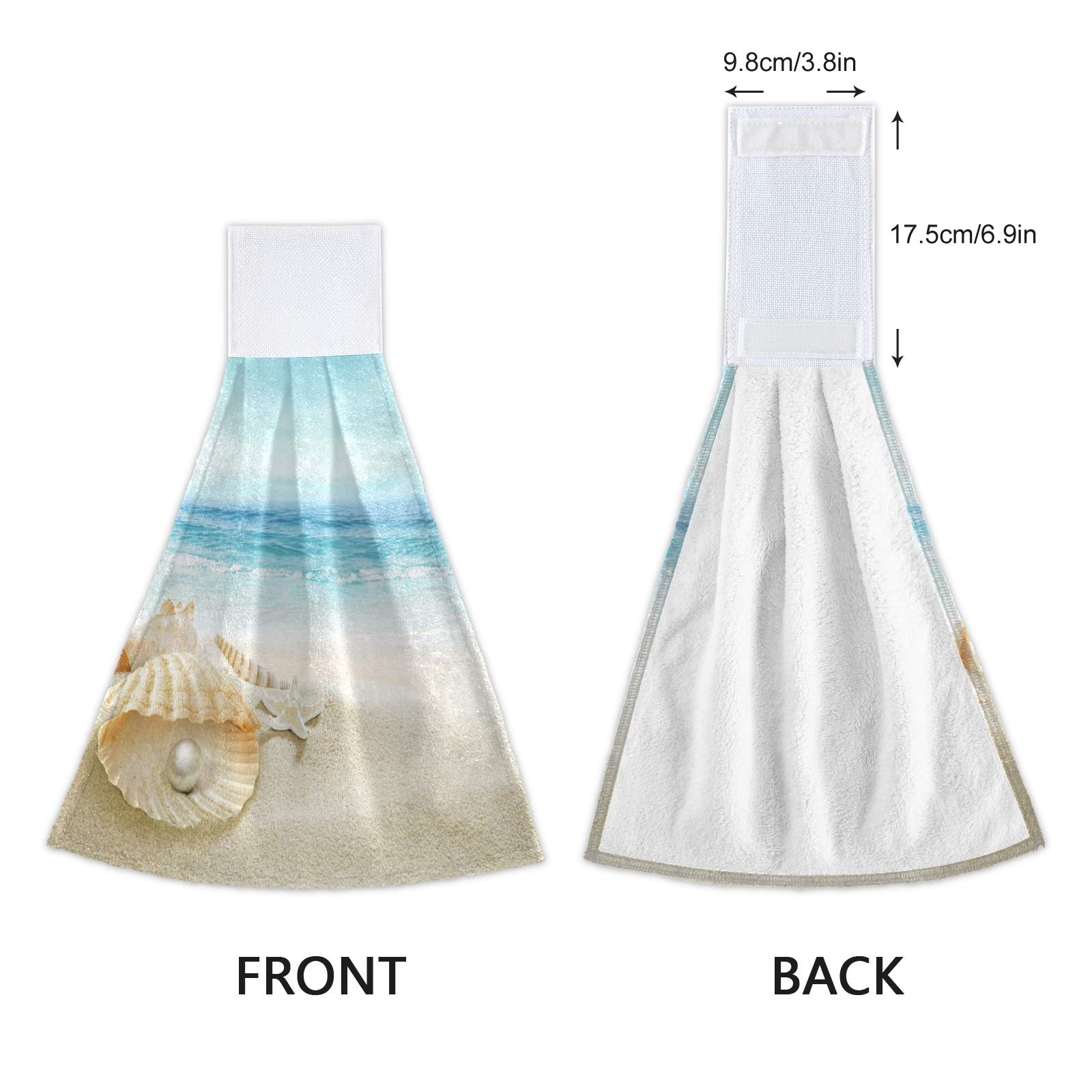 Qilmy Sea Beach Starfish Hanging Kitchen Towels 2-Pack - Soft Absorbent Hand Towels for Bathroom, Kitchen & Decor (12x17 Inches) - Perfect for Coastal Themed Homes, Beach House Decor & Gift Giving