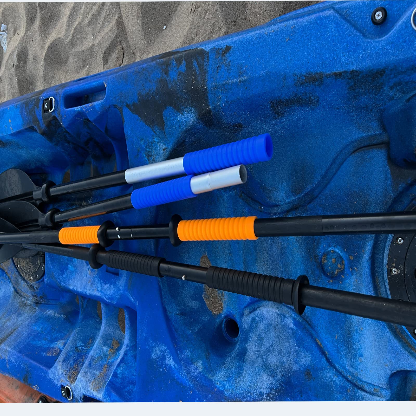 Non-Slip Silicone Kayak Paddle Grips - 2Pcs Waterproof Kayaking Accessories for Comfort & Control - Perfect for Fishing, Touring & Recreational Kayaking