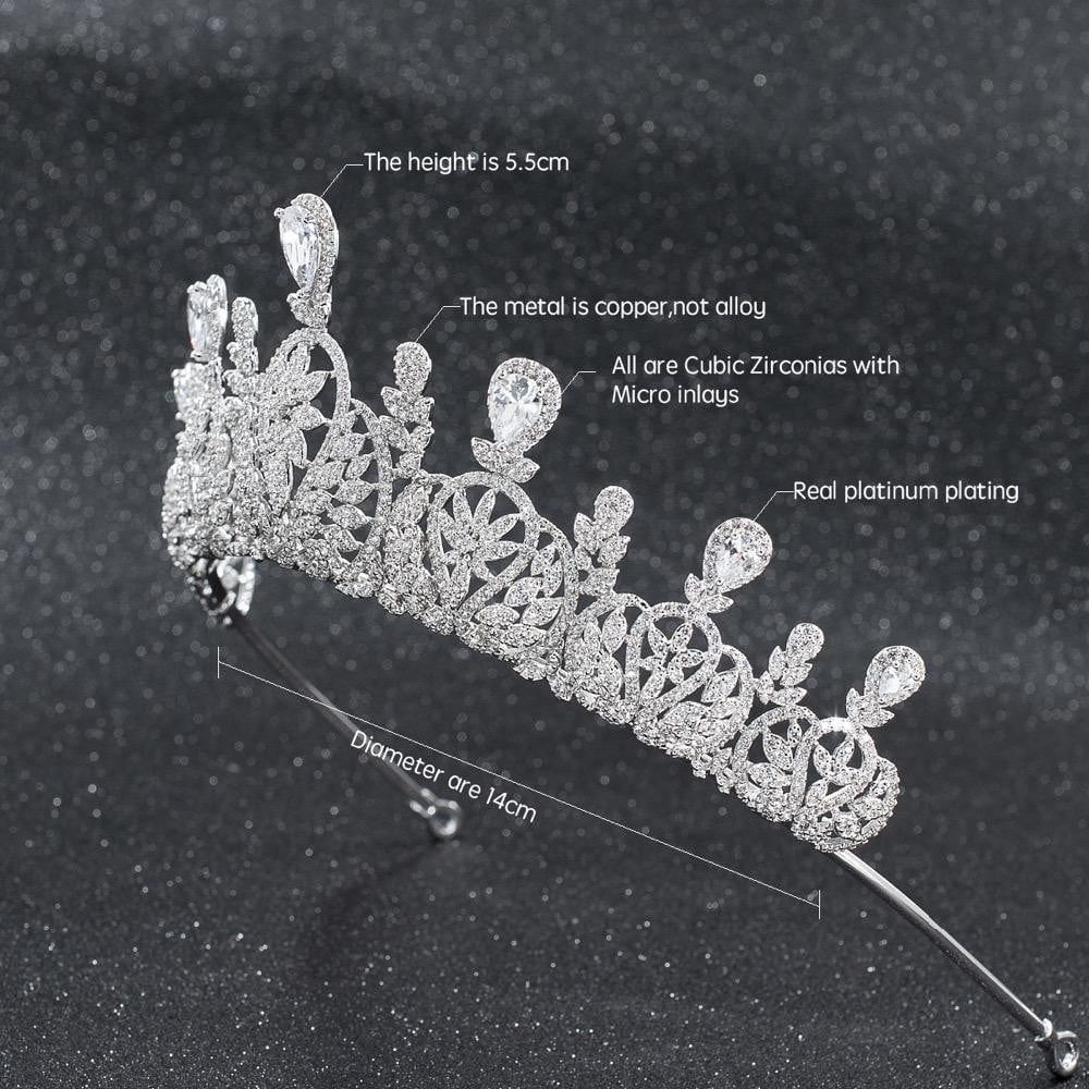 Royal Wedding Tiara Crown - Cubic Zirconia Bridal Diadem for Princess Bride & Prom - Perfect for Weddings, Pageants & Special Occasions